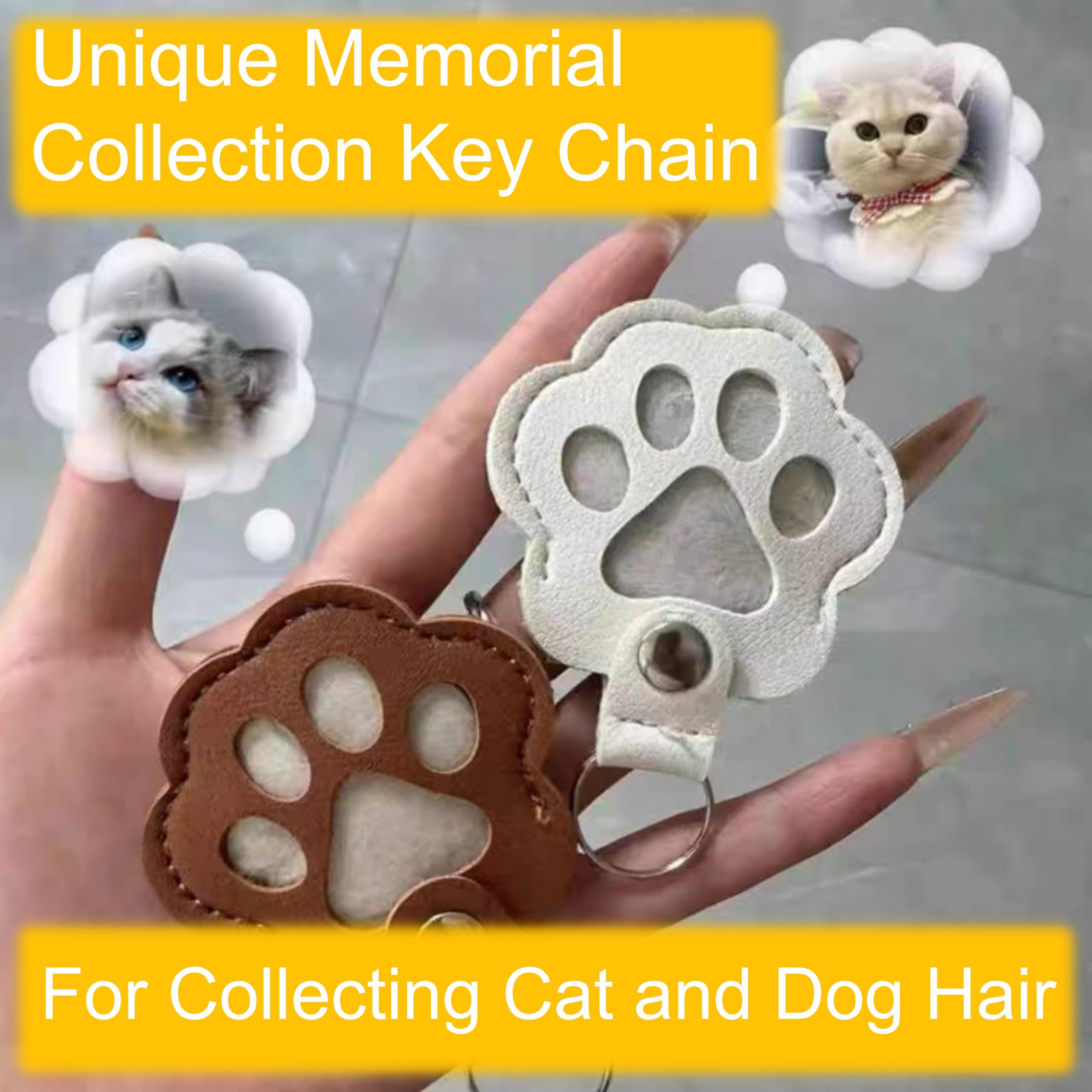 3 portachiavi per peli di cane, regali commemorativi per animali domestici, per borsa, zaino, portachiavi carino a forma di zampa di animale domestico, portachiavi unico da collezione