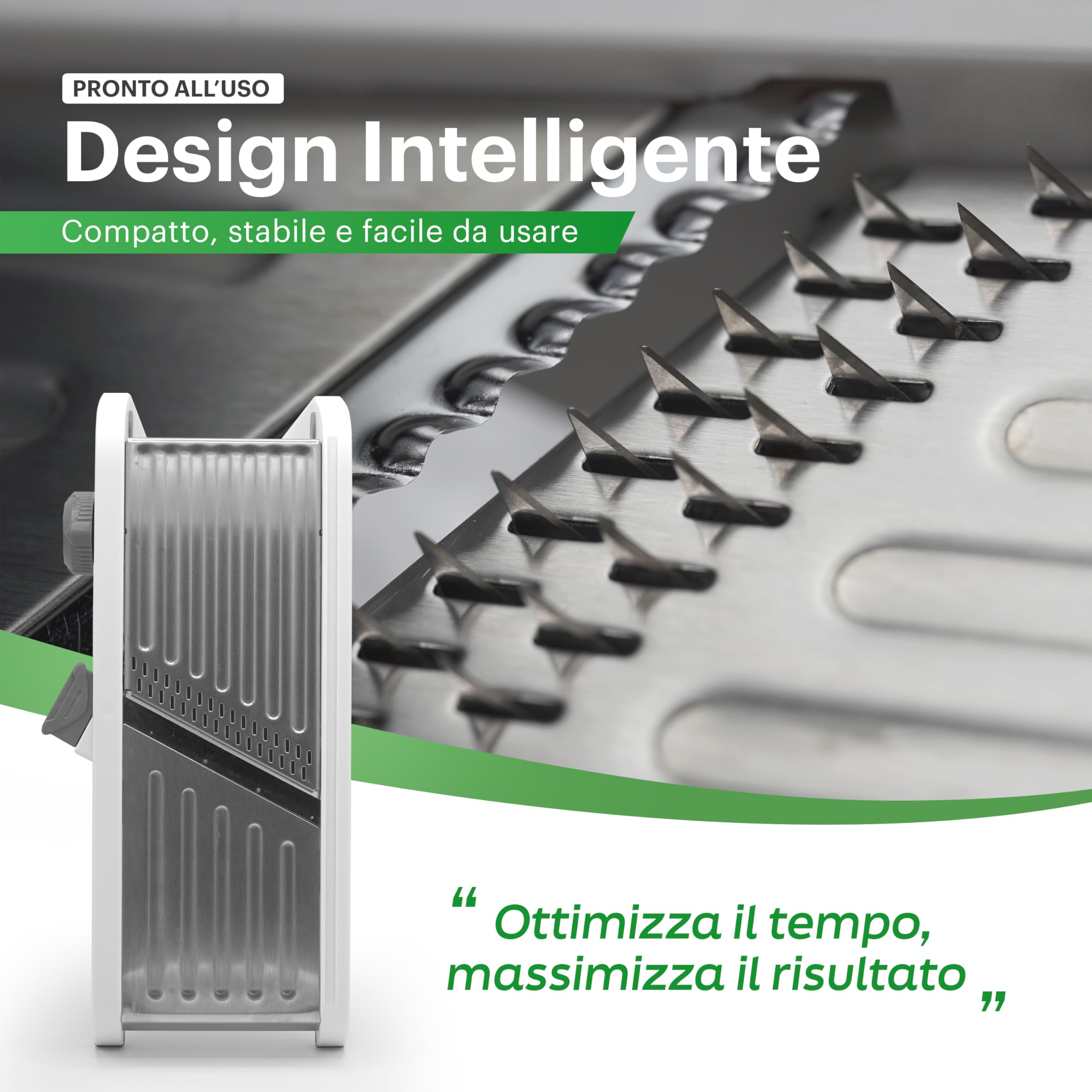 Mandolina per Verdure Professionale Regolabile - Taglia Verdure Manuale in Acciaio Inox - Affetta Verdure a Julienne, Cubetti e Fette Sottili