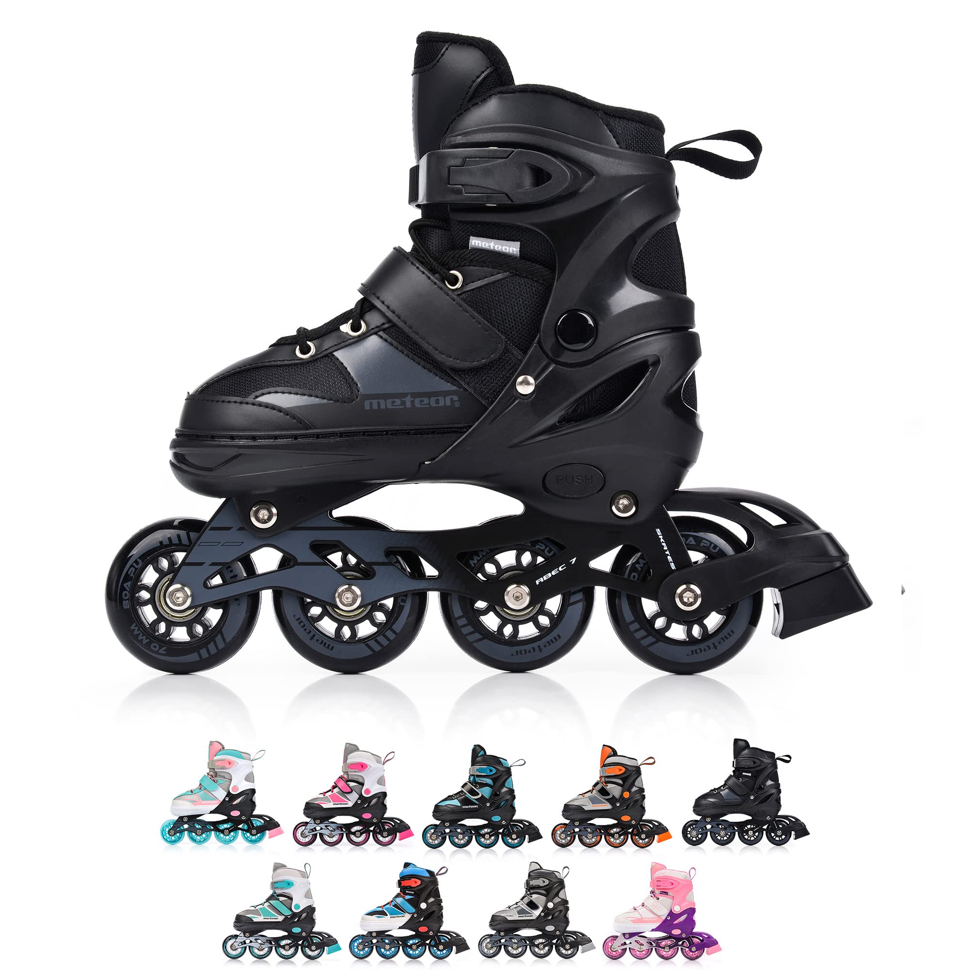 Pattini In Linea Meteor Regolabili Per Bambini - Ruote PU, Cuscinetti ABEC-7, Convertibili In Pattini A Rotelle