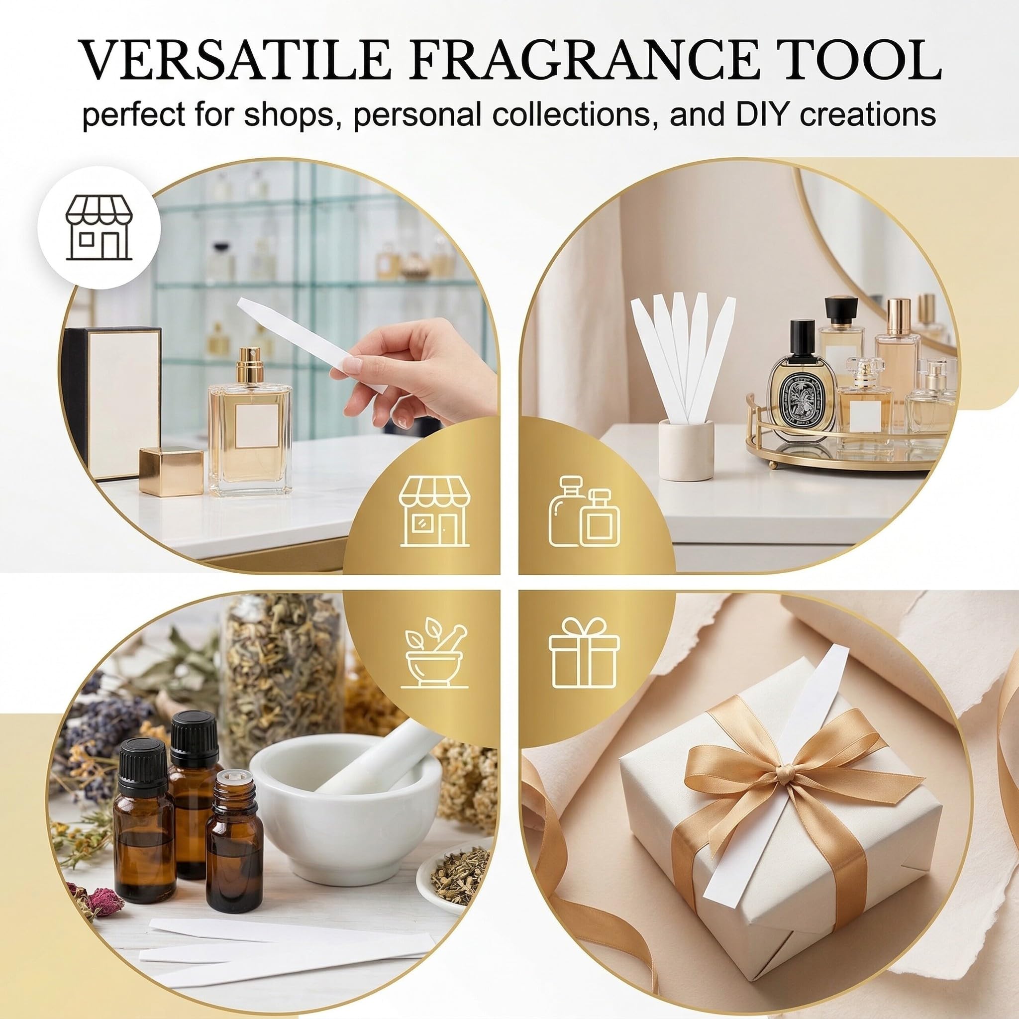 Produktbild von 400x Parfüm-Teststreifen Aus Papier – Einweg Dufttester Für ätherische Öle, Aromatherapie & Parfümproben, 13 Cm