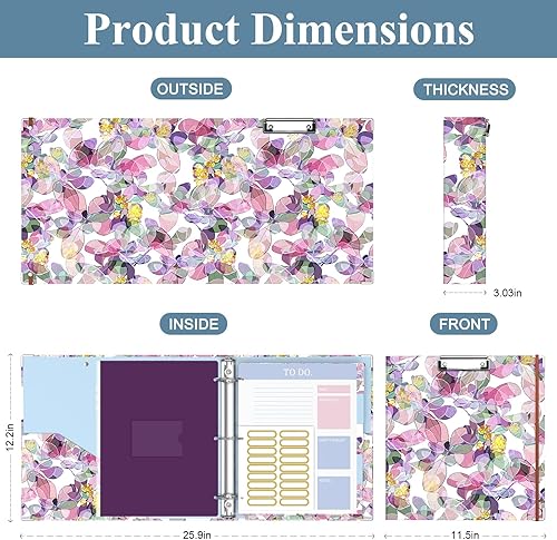 Miniatura 5 de 3 Ring Binder, 2 Inches Round Ring Binder with Clipboard, Dividers Tabs, PVC Zipper Bag Sleeves & to Do List Planners for Women, Men, School, Office