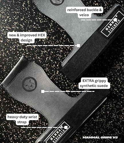 Miniatura 4 de Mammal Strength Gymnastic Hand Grips V3  0-Hole Fingerless Grips for Pull Ups, Cross Fit, WOD, Muscle Ups, Weightlifting & Gymnastics