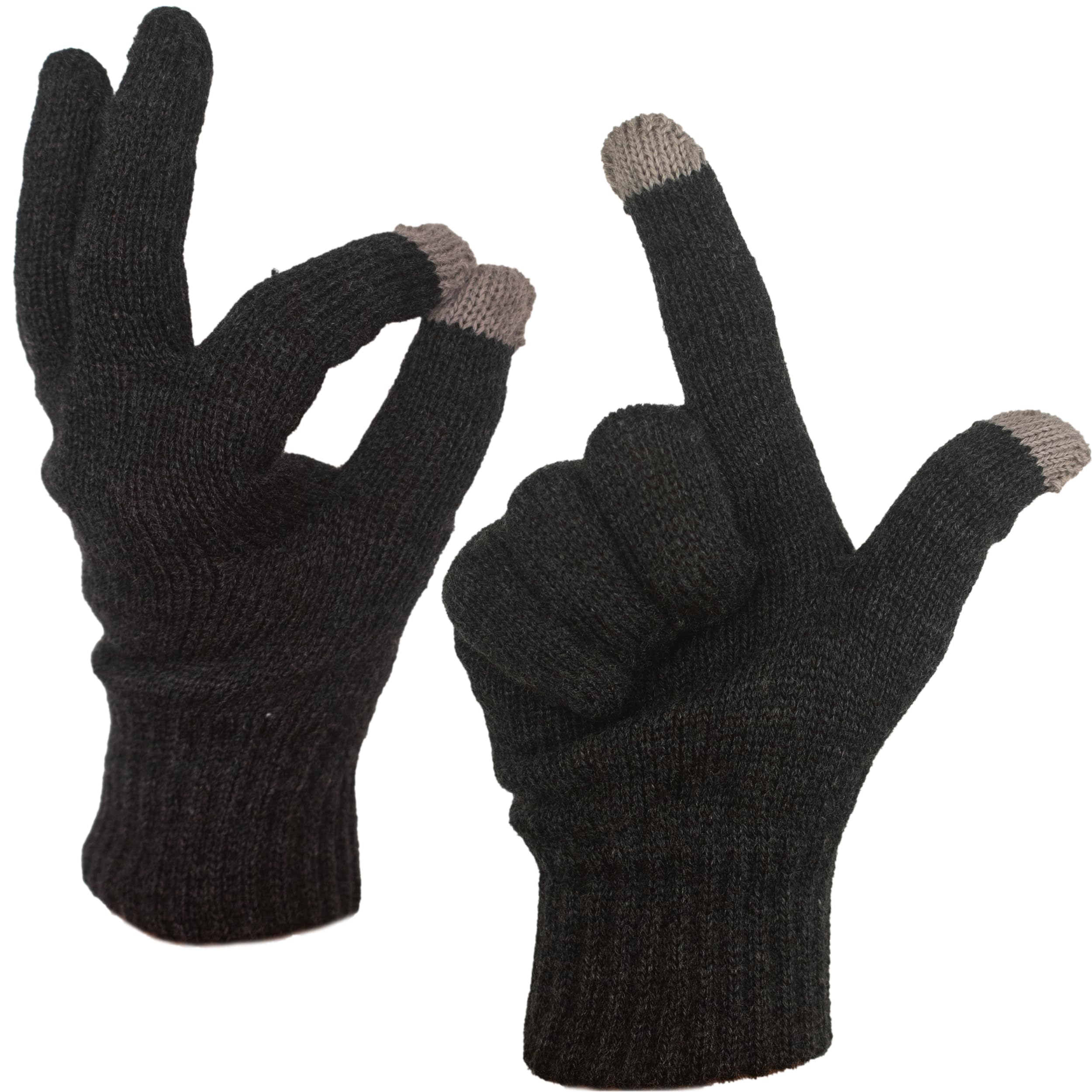 Touchscreen Black & Grey Double Shade Woolen Winter Gloves for Women & Girls – Extra Warm & Comfortable-image-41