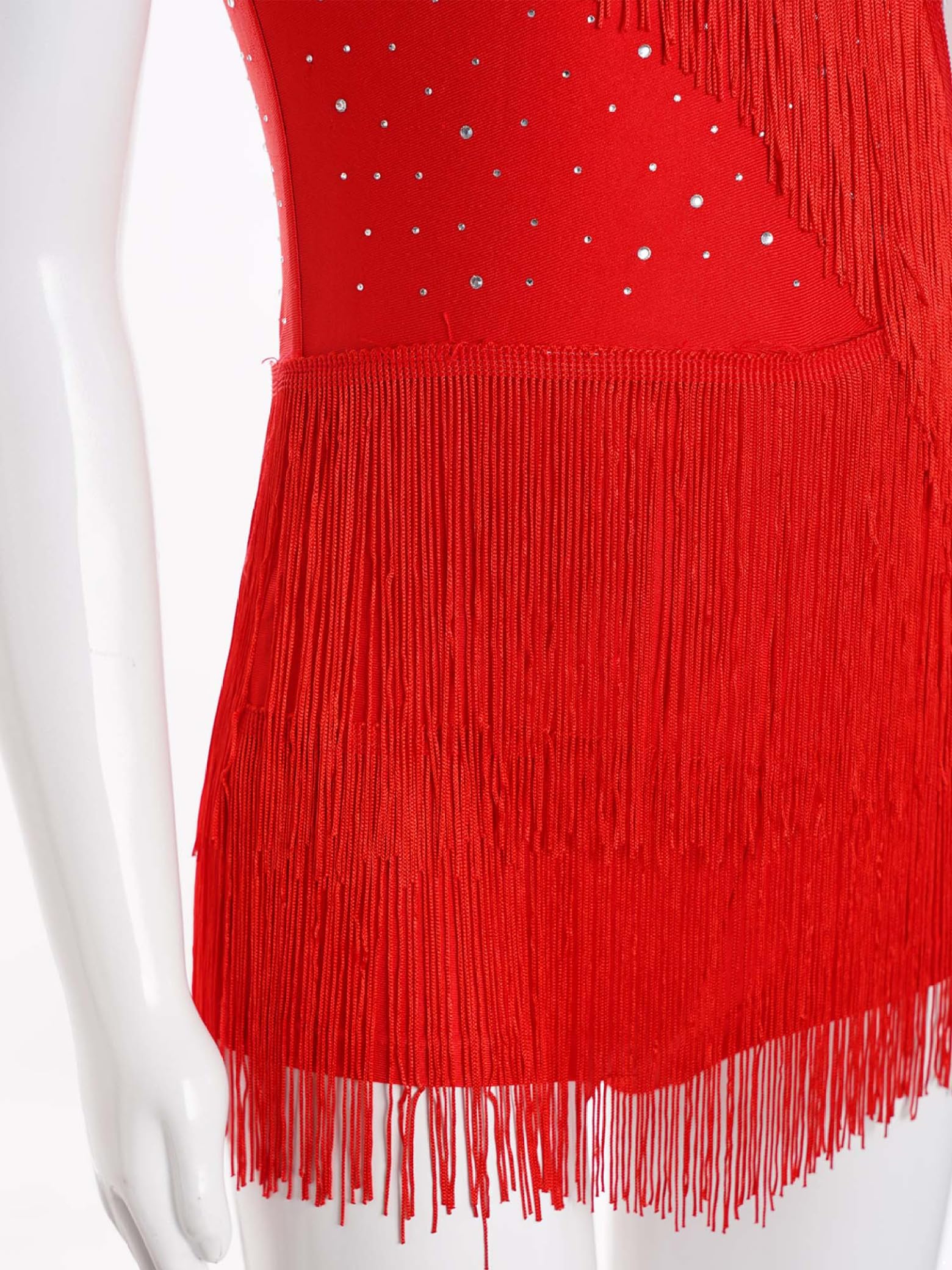 Jydiazi Vestido de baile latino para niña, con flecos, con brillantes, vestido de tango latinoamericano, Cha Cha, ropa de baile — view 4