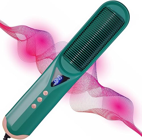 Miniatura 1 de iGETJOY Cepillo alisador de cabello, peine alisador de cabello, antiquemaduras, 7 ajustes de calor con pantalla de temperatura, bloqueo automático