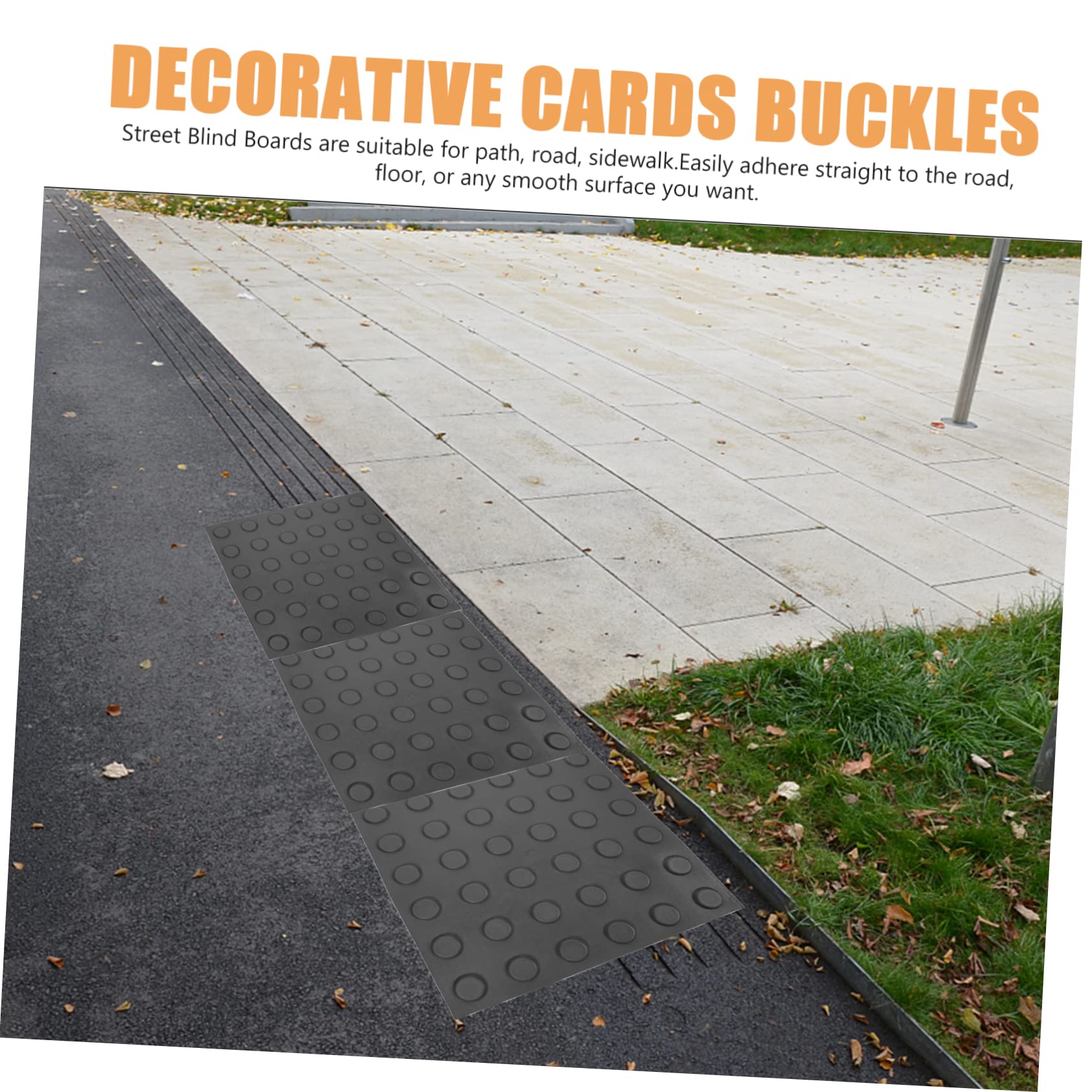 Amosfun Adesivi Per Pavimenti Tattili 30x30 Cm Grigio 4 Pezzi, Lastre Cieche Per Pavimentazione Stradale e Vialetti, Mattoni Ciechi in Pvc Resistente Per Guida e Segnaletica Esterna