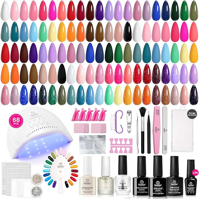 Beetles Gel Nail Polish Kit with U V Light 68 Pcs Emotional Spectrum 35 ...