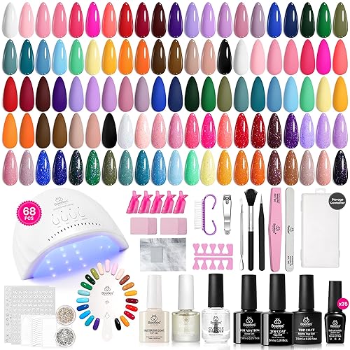 Miniatura 1 de Beetles - Kit de esmalte de uñas de gel con luz UV, 53 piezas, kit de iniciación de gel de 32 colores, rosa, azul, purpurina, juego de esmalte de