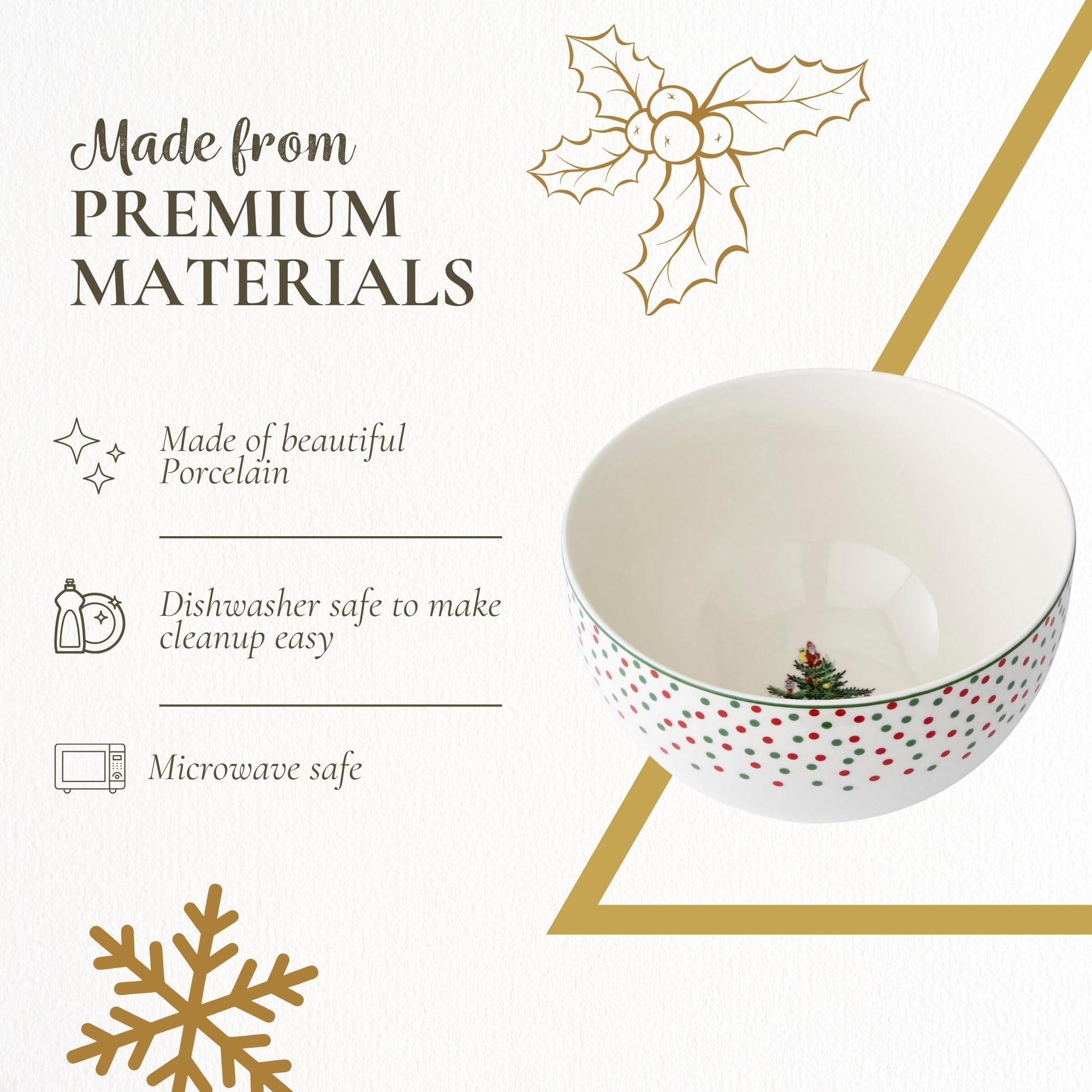 Amazon.com | Spode Christmas Tree Polka Dot Rice Bowl - 6