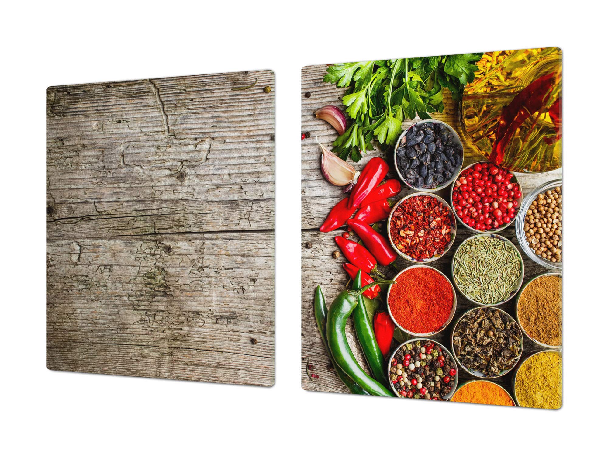 Huge Tempered Glass COOKTOP Cover – Glass Cutting Board and Worktop Saver – Single: 80 x 52 cm (31,5” x 20,47”); Double: 40 x 52 cm (15,75” x 20,47”); A Spice Series DD03B
