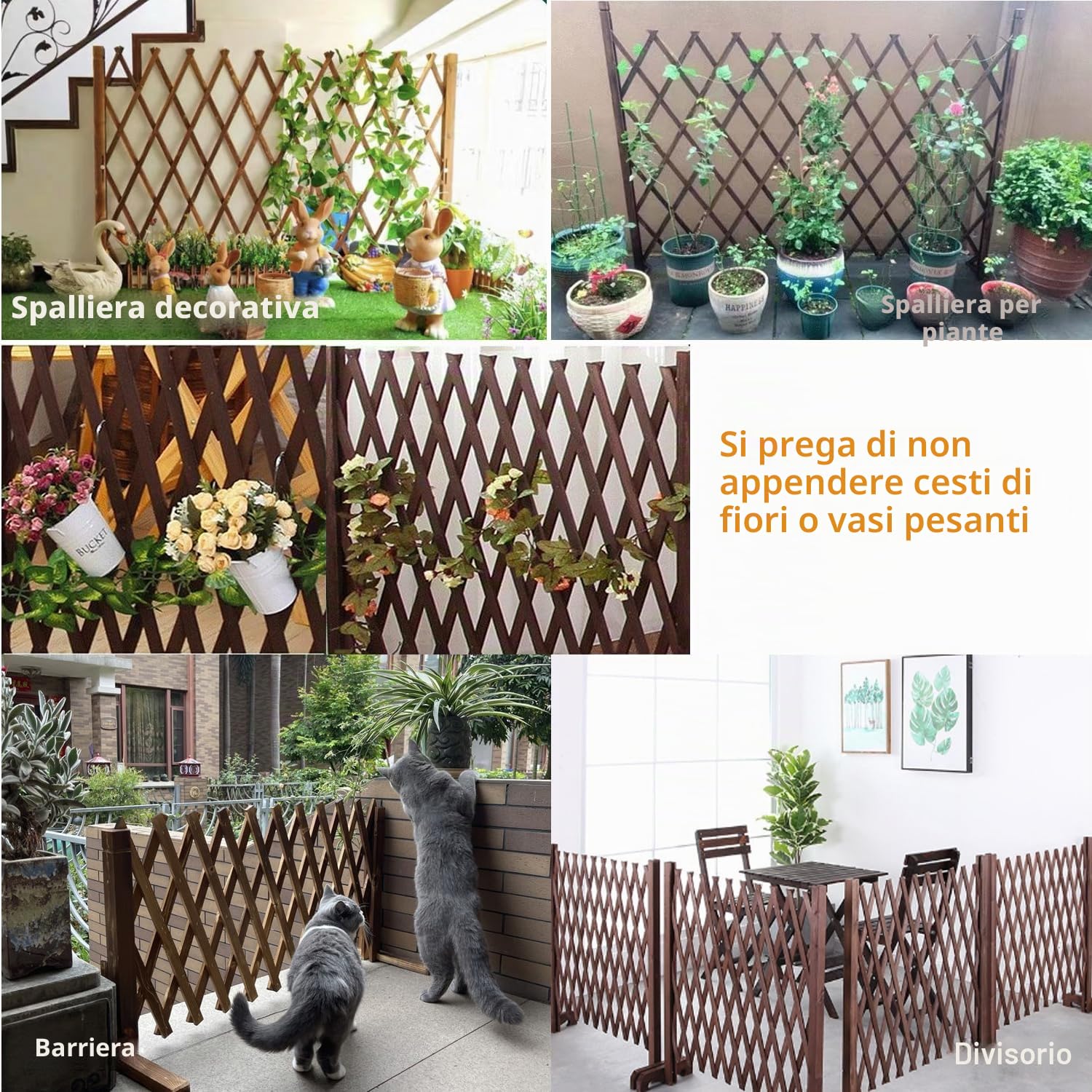 Nisorpa Recinzione a traliccio espandibile, in legno massiccio autoportante, recinzione mobile pieghevole da giardino, pannello di sicurezza per animali domestici, per prato da patio, 160 x 70 cm