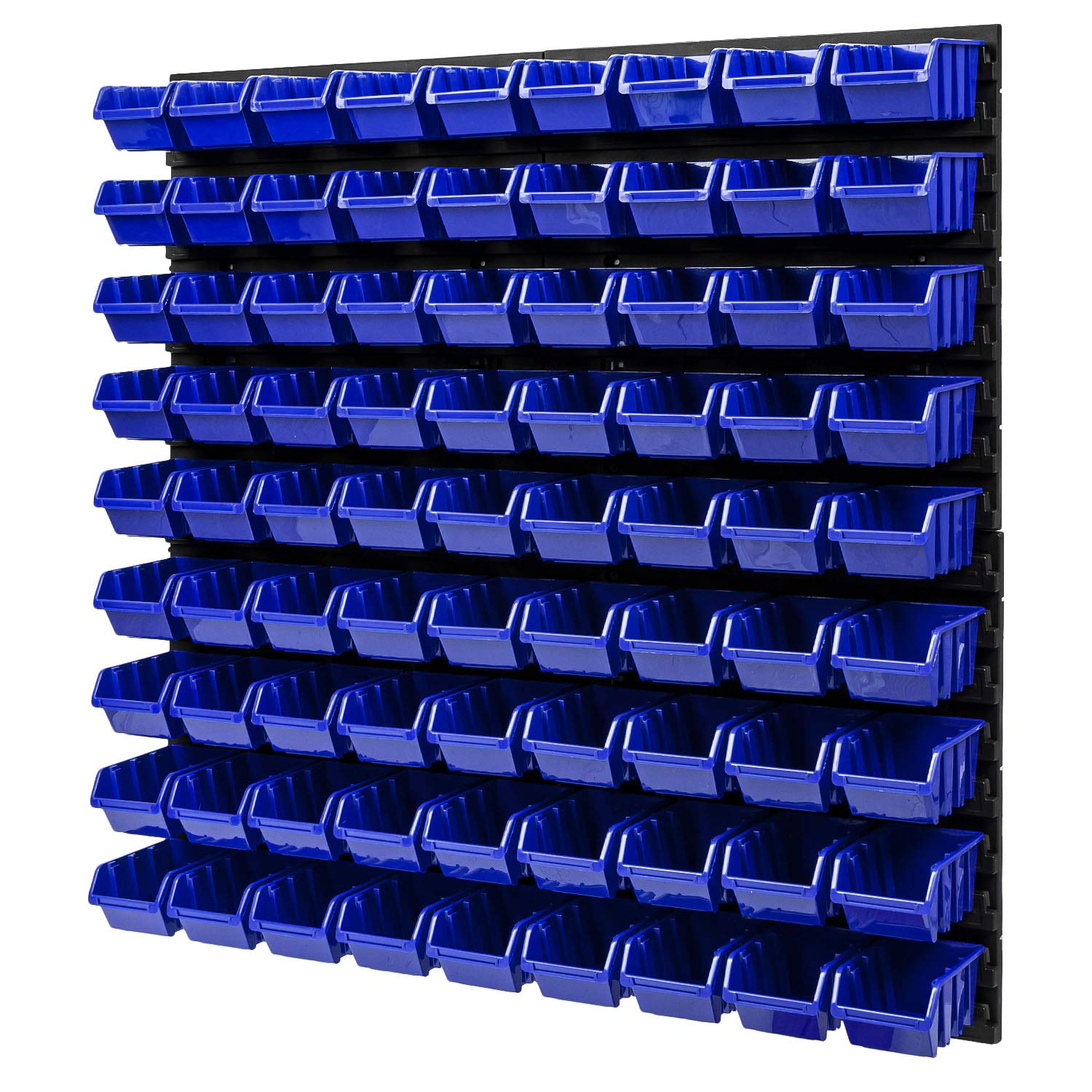 PAFEN Wandregal Stapelboxen - 772 x 780 mm – 81 Stück Boxen Werkstatt Lagersystem Schüttenregal (Blau)