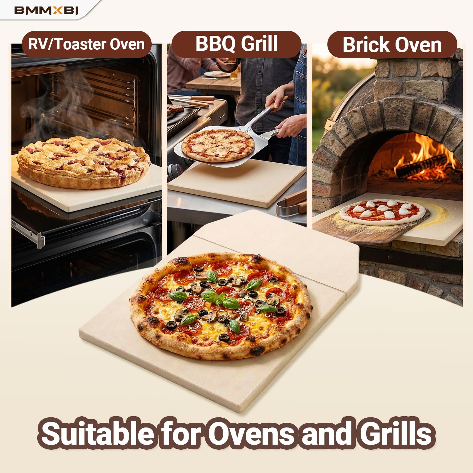 Pizzastein (quadratisch, Keramik) für Ooni Karu 16, Multi-Fuel, Thermoschockbeständigkeit, lebensmittelechte Materialien, perfekt für Backofen/Grill, Zubehör Geschenk