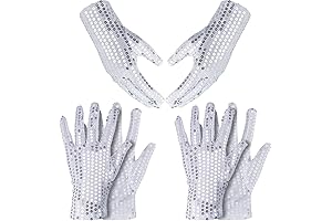 SATINIOR 3 Pairs Sequin Gloves, Shimmering Elf Gloves for Women and Girls