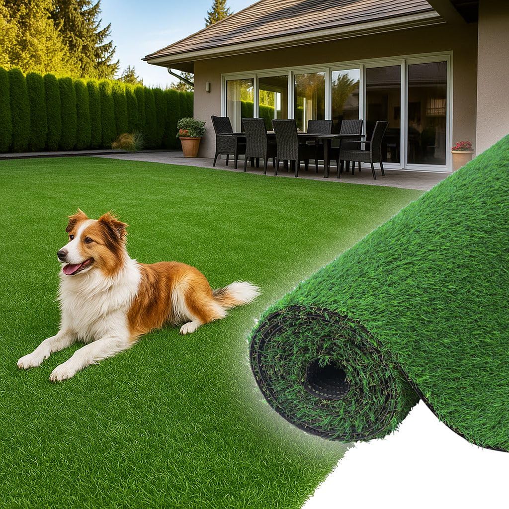 Rollos de Cesped Artificial 2x5 Barato - Césped Artificial para Exterior Resistente y Suave - Rollo Cesped Artificial Terraza Compatible con Animales - Alfombra Césped Exterior 20mm