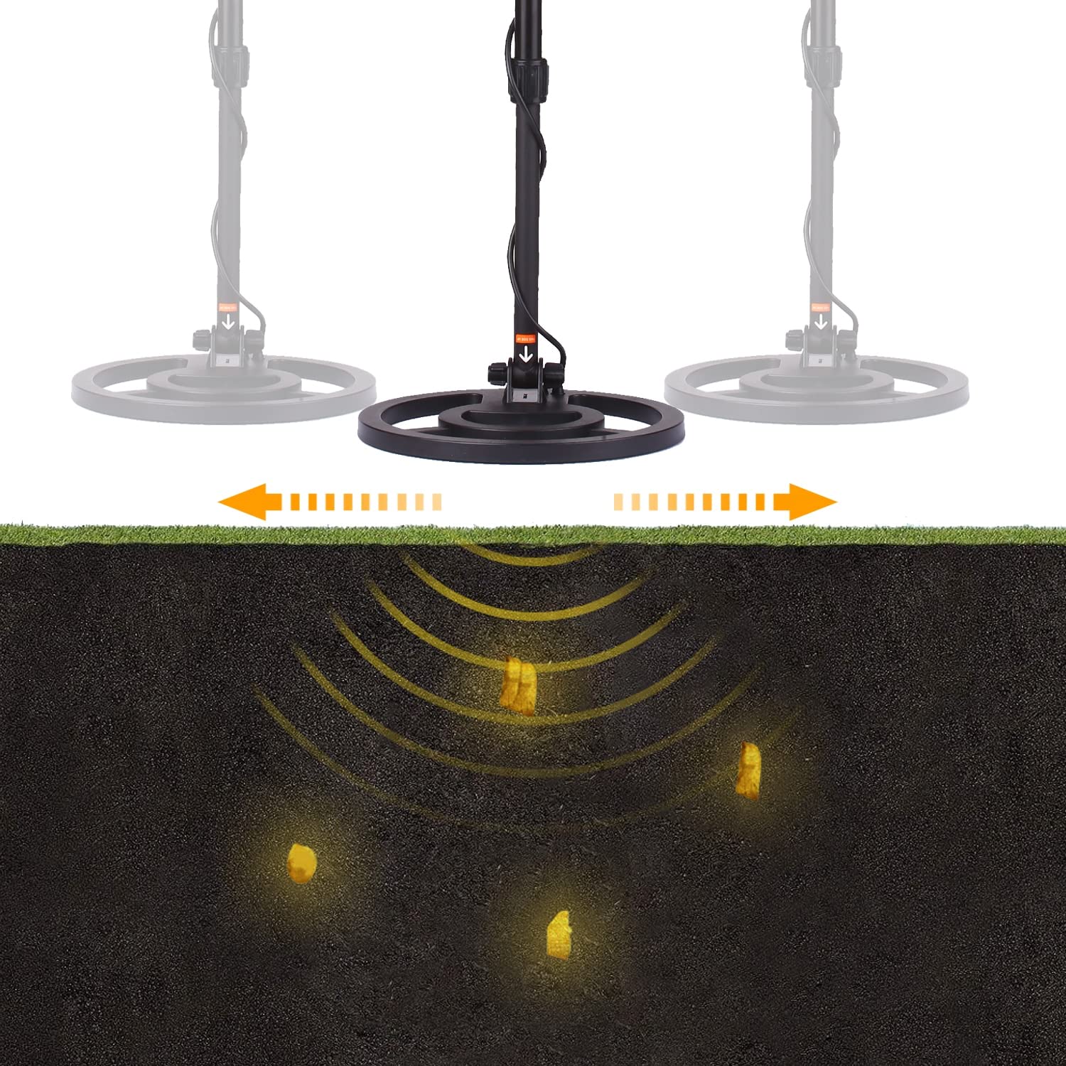 MD-810 Metal Detector showing underground detection process