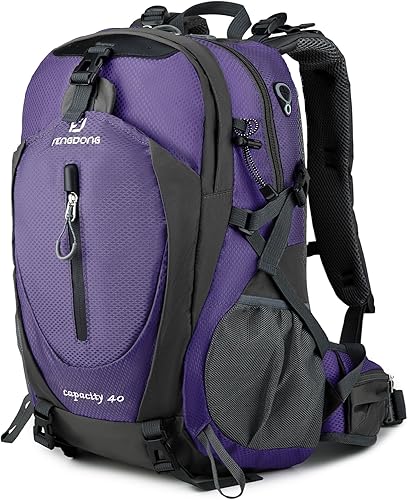 Vista 17 de FENGDONG Mochila ligera impermeable de 40L para senderismo, camping, viajes para hombres y mujeres (verde)