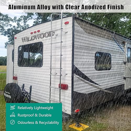 Miniatura 4 de OUTPRIZE Escalera universal exterior para caravana, escalera de aluminio para remolque de viaje, capacidad de 250 libras