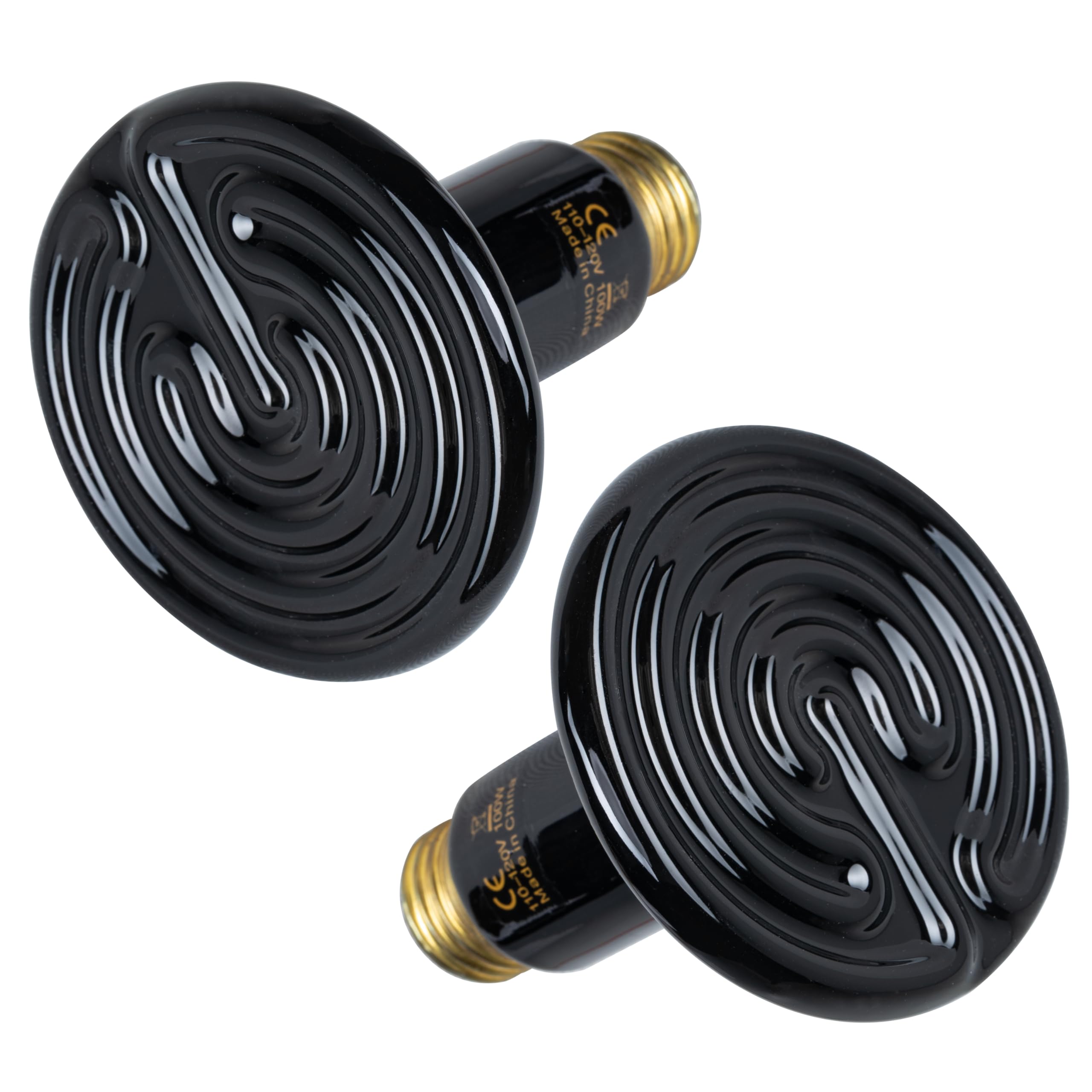 HealSmart 100W Reptile Heat Lamp Ceramic Heat Emitter, No Light Emitting Heat Bulbs, Suitable for Snake/Lizard/Spider, Plant Growth and Incubating Chicken, 2-Pack