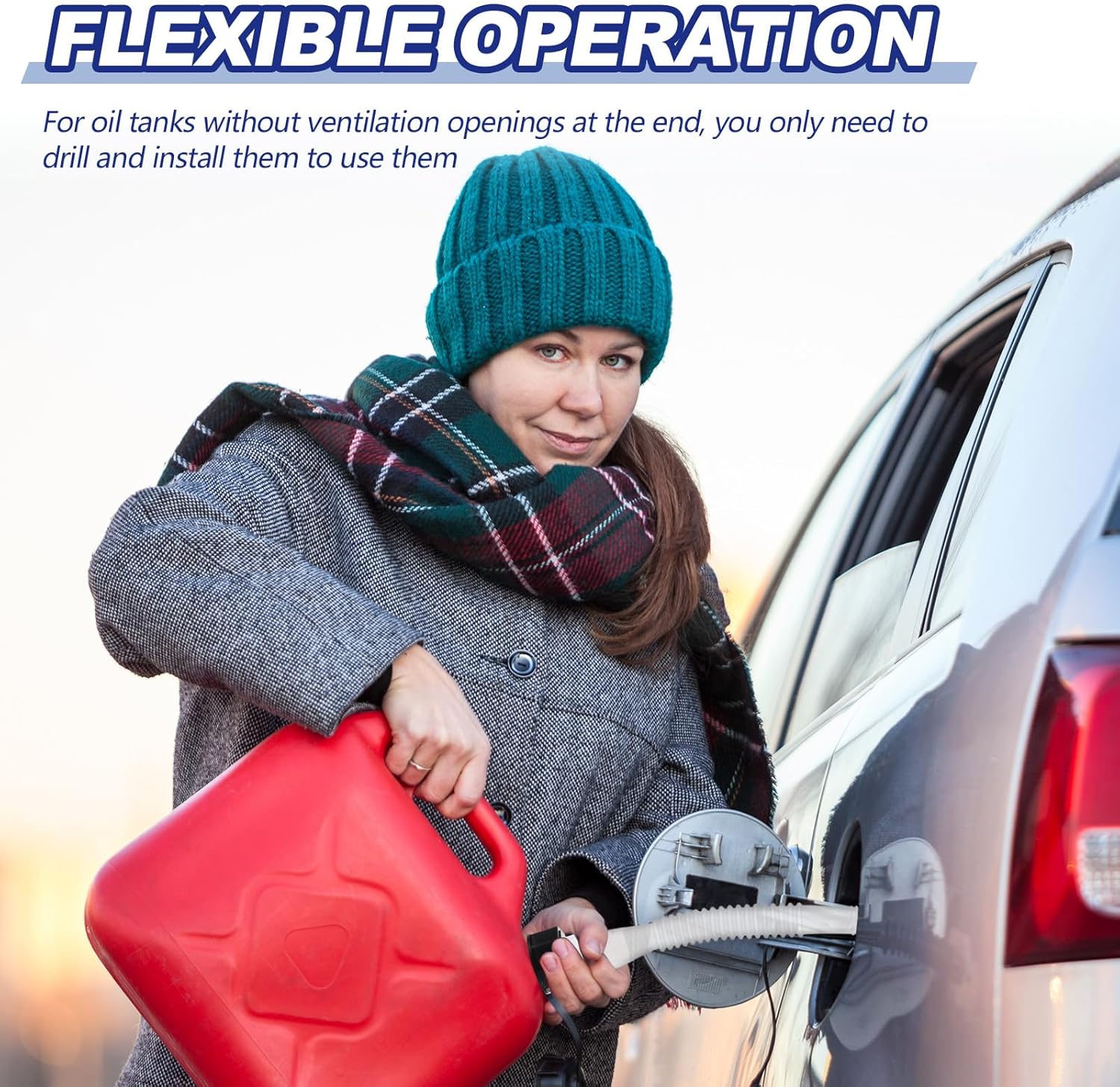 Frienda 16 Kits Gas Can Spout Replacement Set Gas Can Nozzle with Screw Collar Caps Gasket Stopper 2 Kinds Gas Can Vent Cap Bendable Nozzle Kit for Oil Gas Cans Water Gas Container Jug, Clear