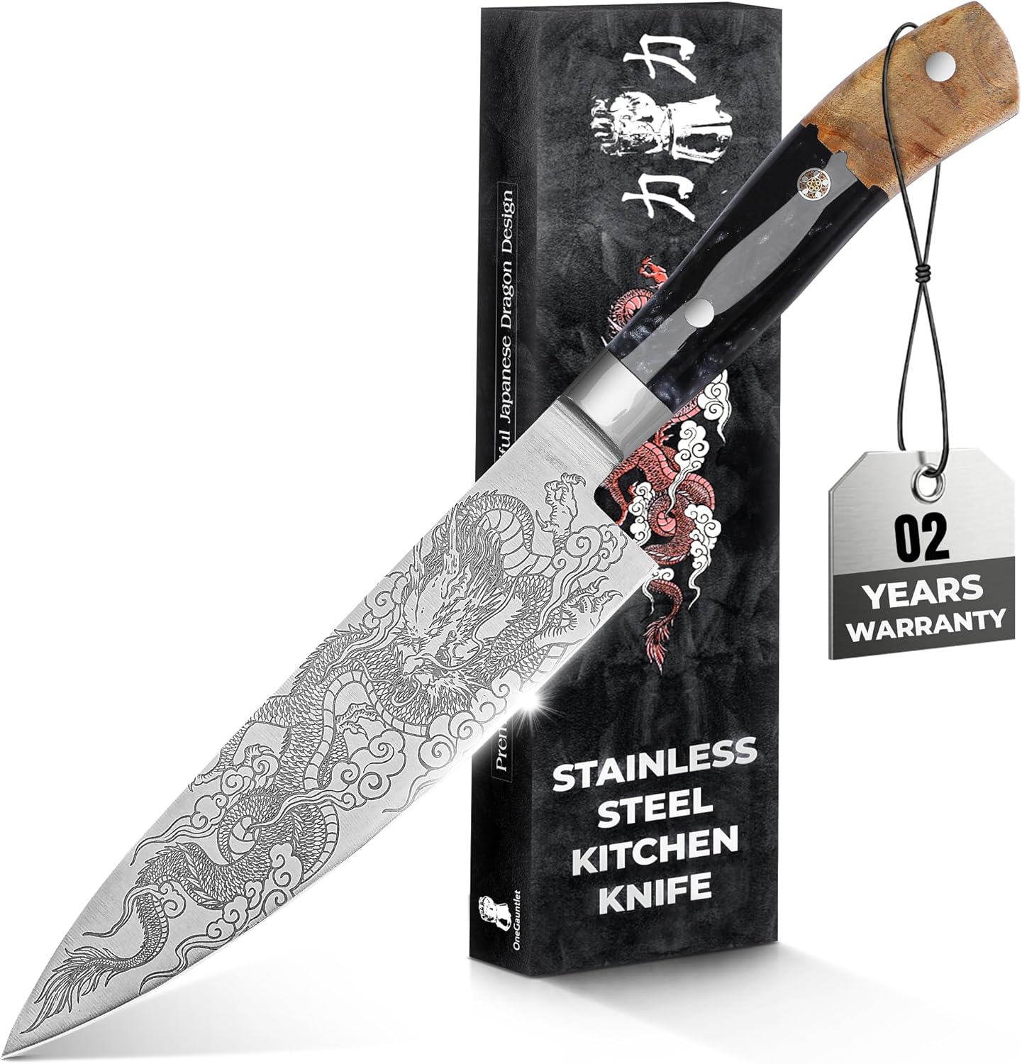 8 Inch Chef Knife - Stainless Steel, Sharp Kitchen Knife, Ergonomic Cooking Knife, Japanese Style, For Cooking, Chopping. Gift Box Included