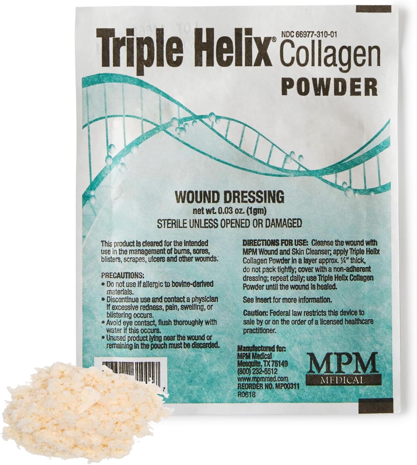 Triple Helix Collagen Powder, 1g Pouch, Each, by MPM Medical