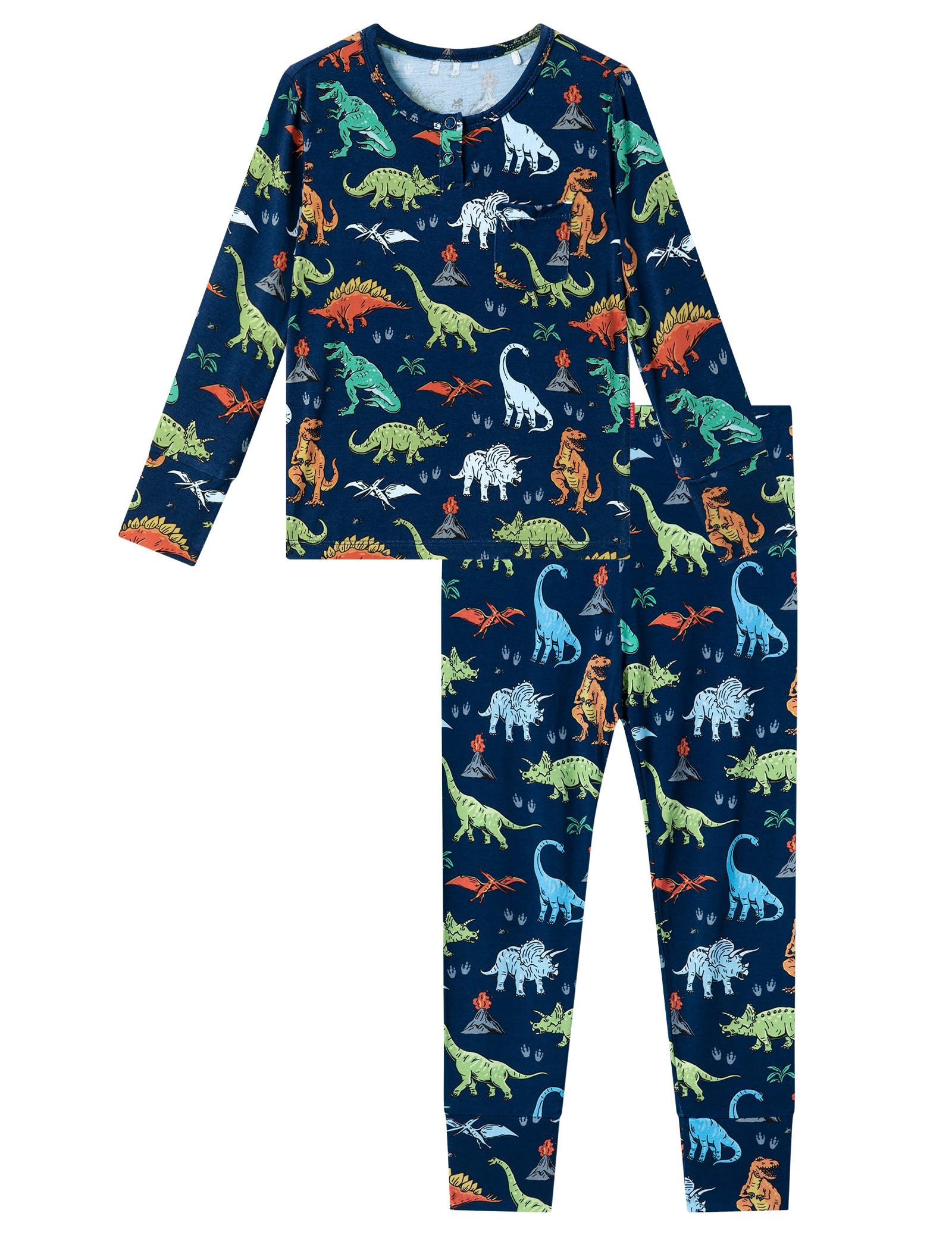 EASWEET Toddler Boys' Sleepwear Bamboo Viscose Kids Long Sleeve Tops and Pants 2 Piece Pajama Sets