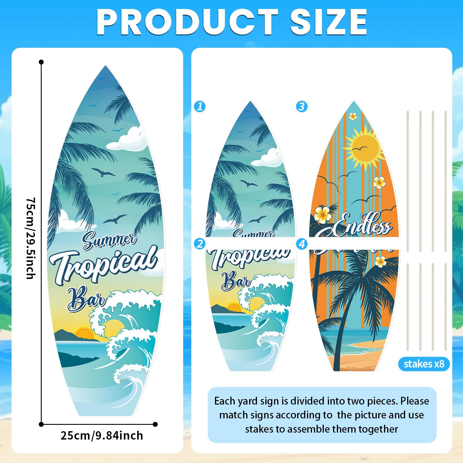 Amazon.com : Chunnin 2 Pcs Summer Surfboard Yard Signs with Stakes