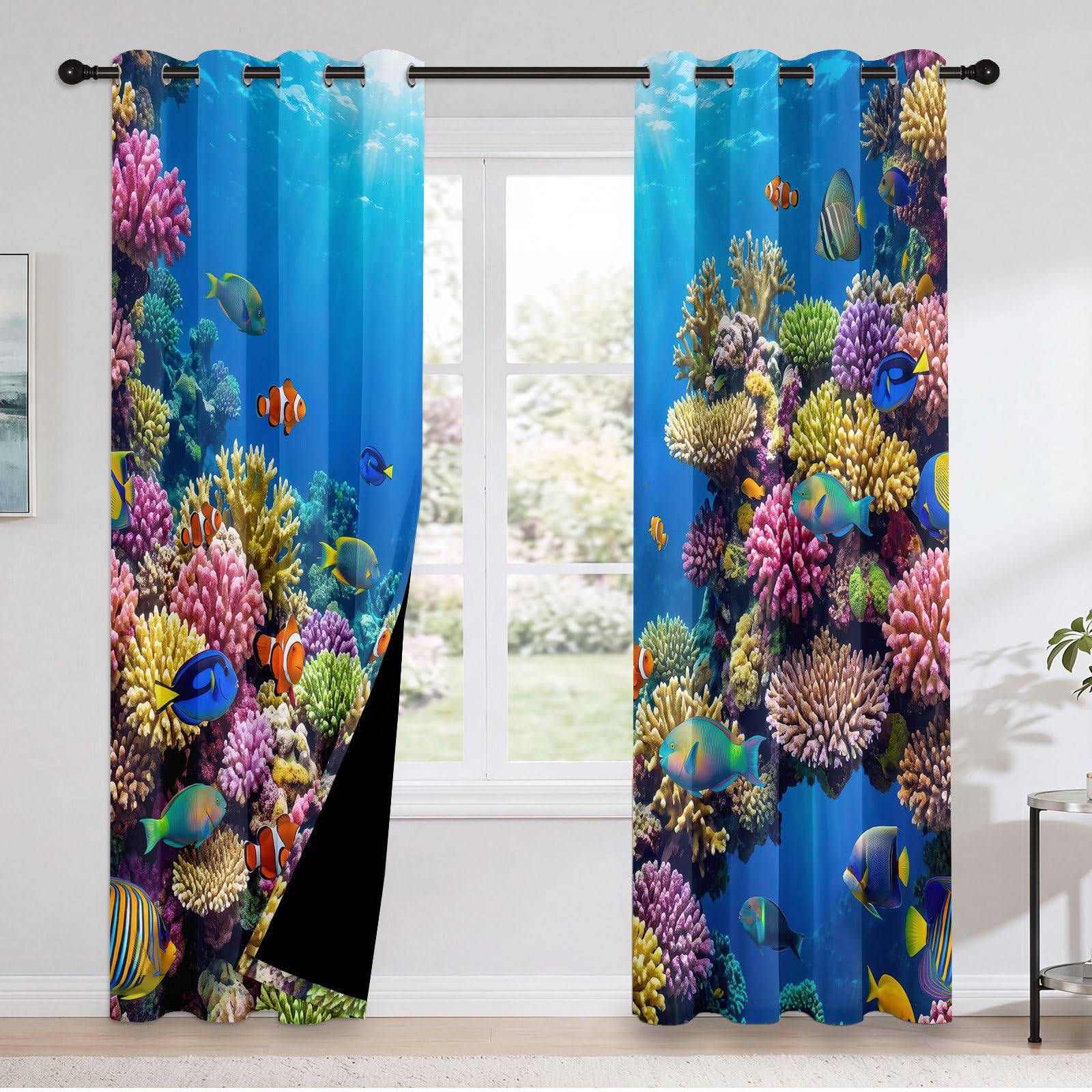 Tende oscuranti tropicali costiere lunghe 183 cm, blu multicolore