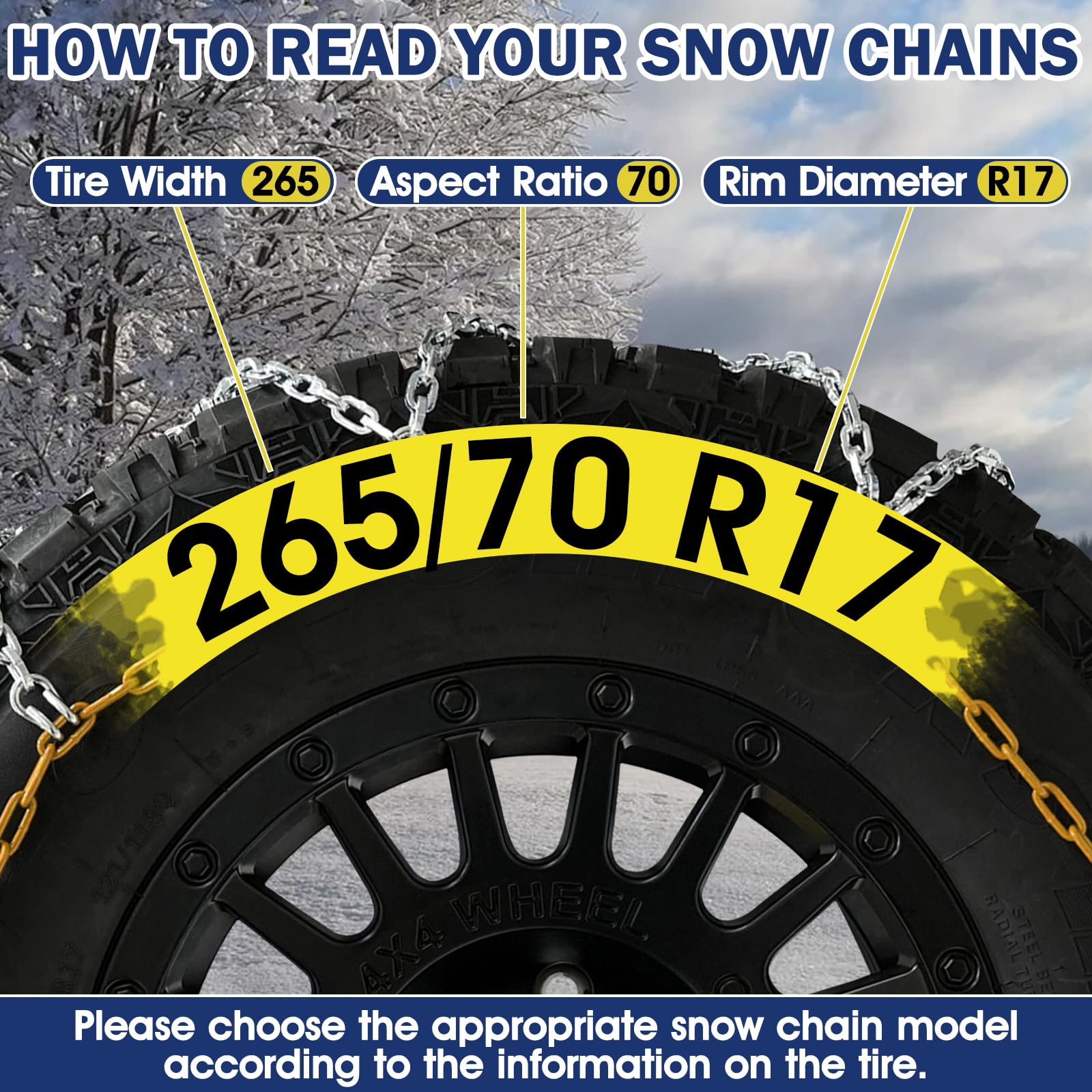 DEDC Catene da neve per auto, catene da neve per SUV e camion, catene per ruote di trazione automatica per pneumatici da 1 minuto, montaggio rapido, facile da montare, riutilizzabili, universali,