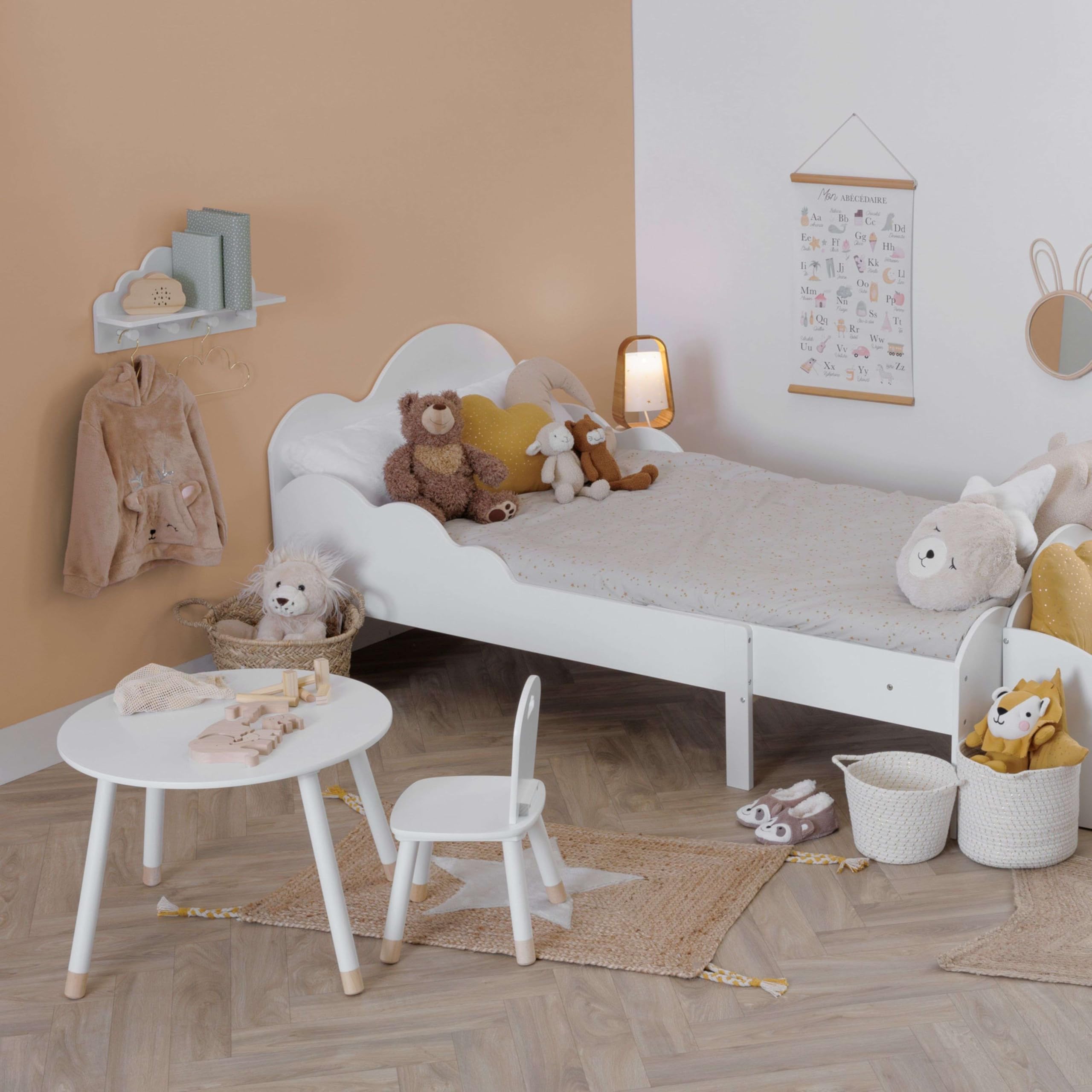 Miroytengo Silla Infantil Douceur Melamina Blanco, Patas de Madera, Estable y Elegante para Niños, Diseño Moderno
