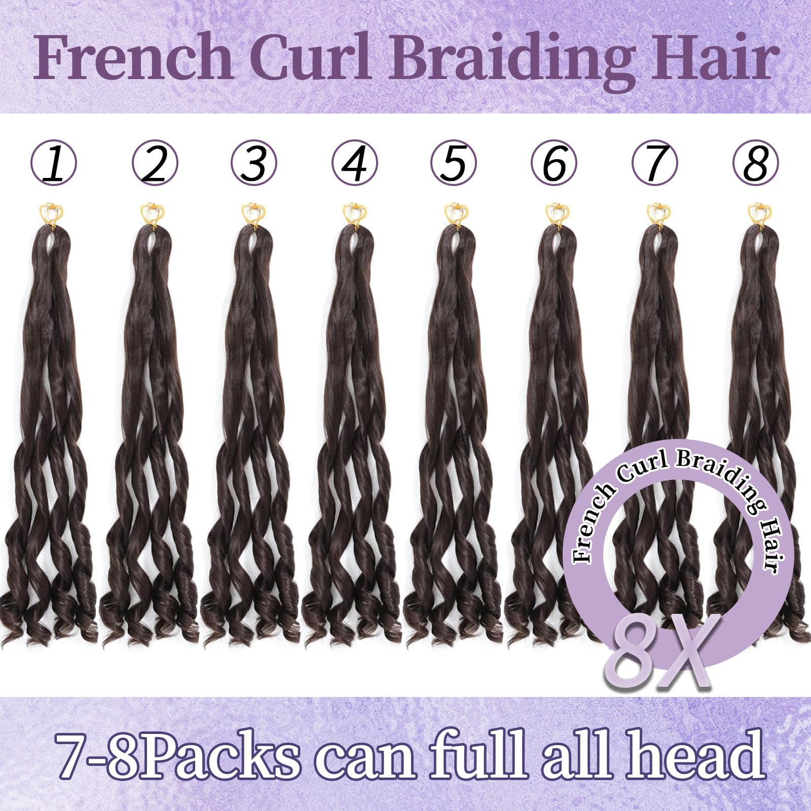 18 Inch French Curls Braiding Hair 8 Packs Spanish Curly Braids Pre Stretched Loose Wave Soft French Curl Synthetic Braiding Hair Extensions for Women (4#, 18 Inch (Pack of 8))