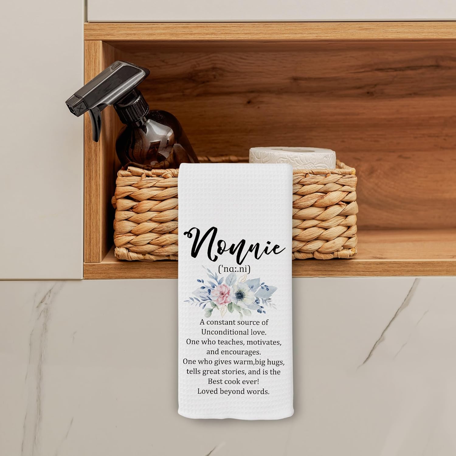 Nonnie Gifts Kitchen Towels Decor - Grandma Gifts from Grandchildren Hand Tea Towels, Grandma Grandmother Gift for Christmas Dish Towel Dishcloths Decorations for Home Kitchen, 16"x24" - Image 3