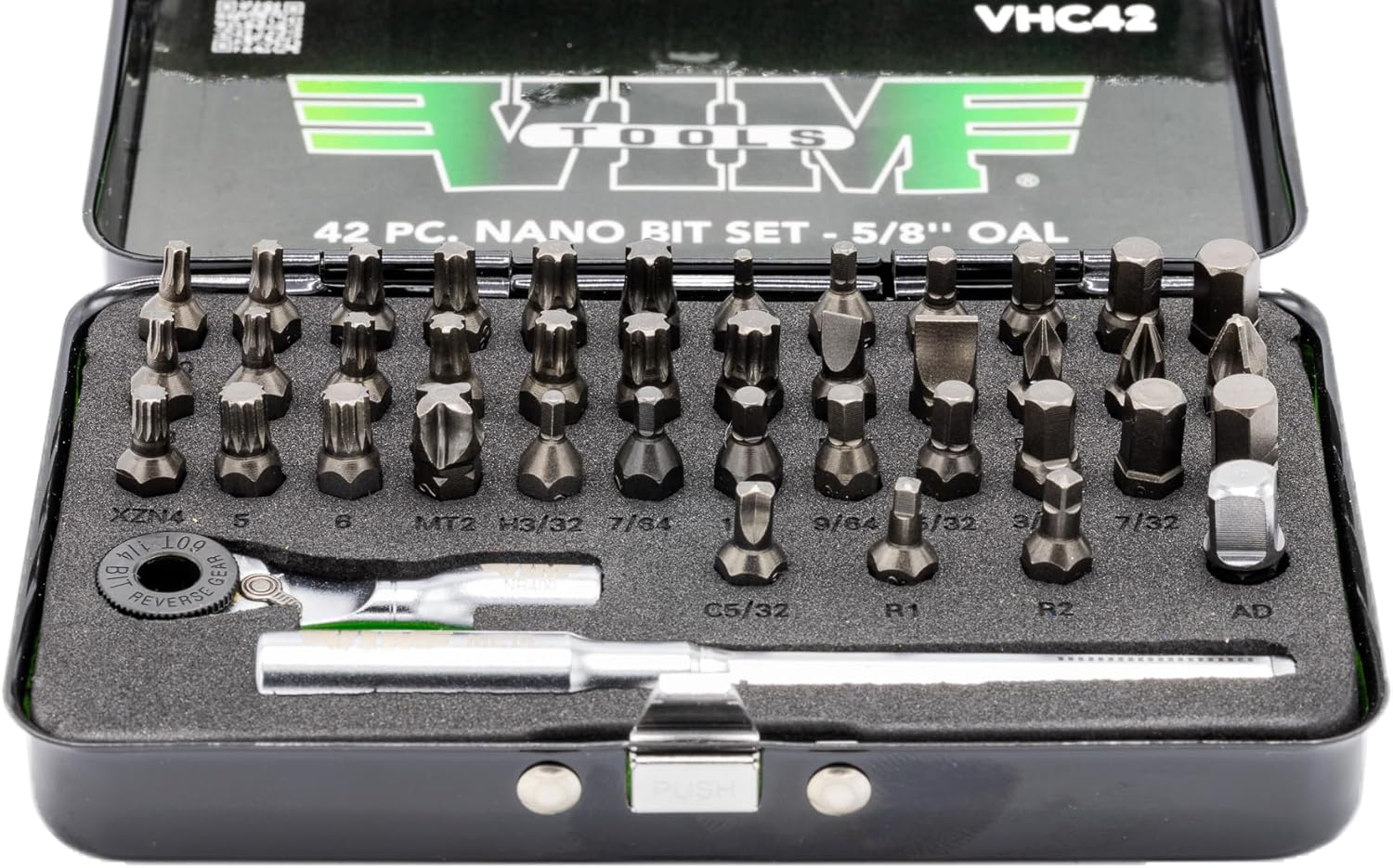 VIM TOOLS: 42 PC 1/4" Half Cut Bit Set (inludes Bit Ratchet)