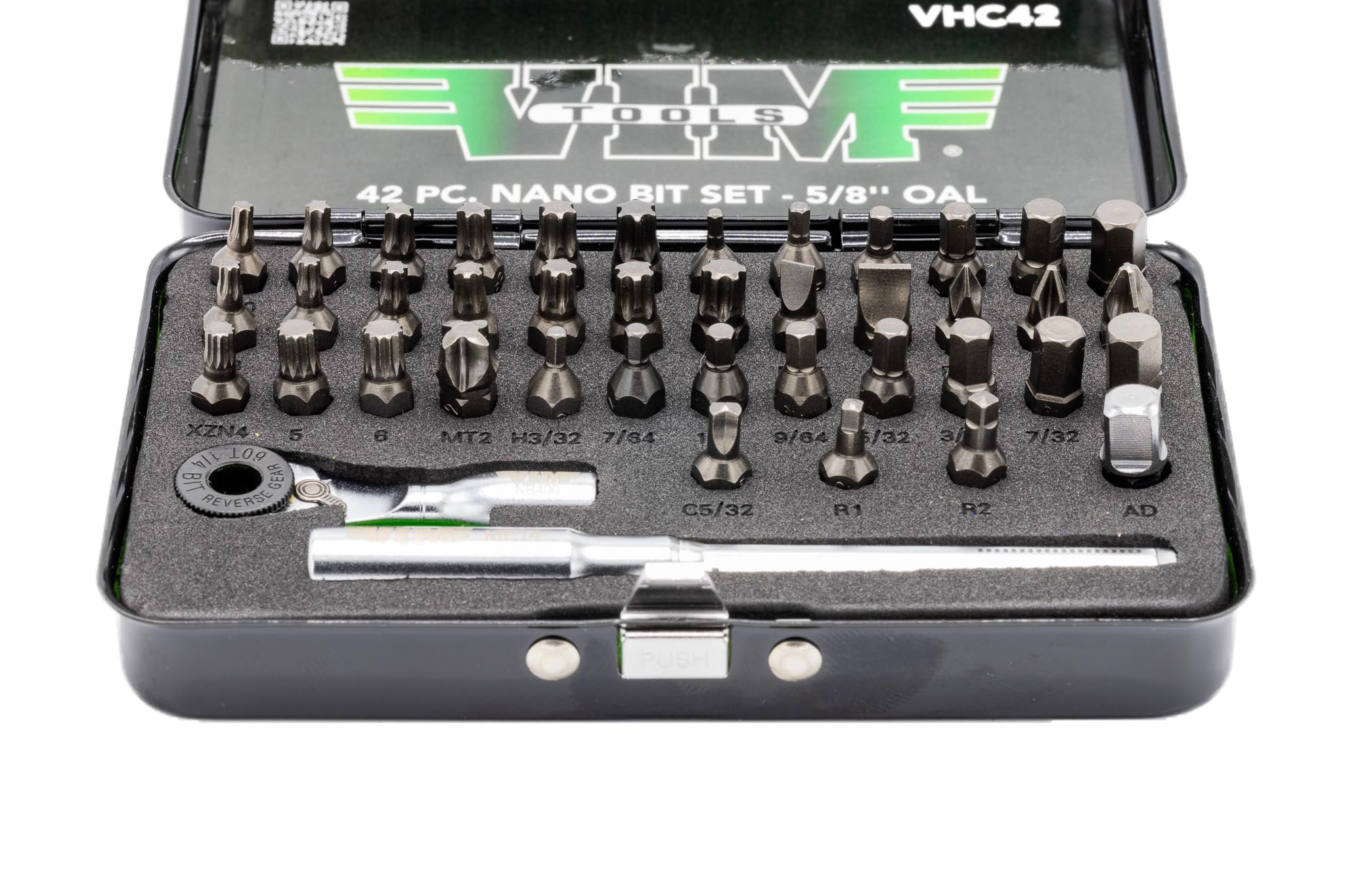 VIM TOOLS: 42 PC 1/4" Half Cut Bit Set (inludes Bit Ratchet)