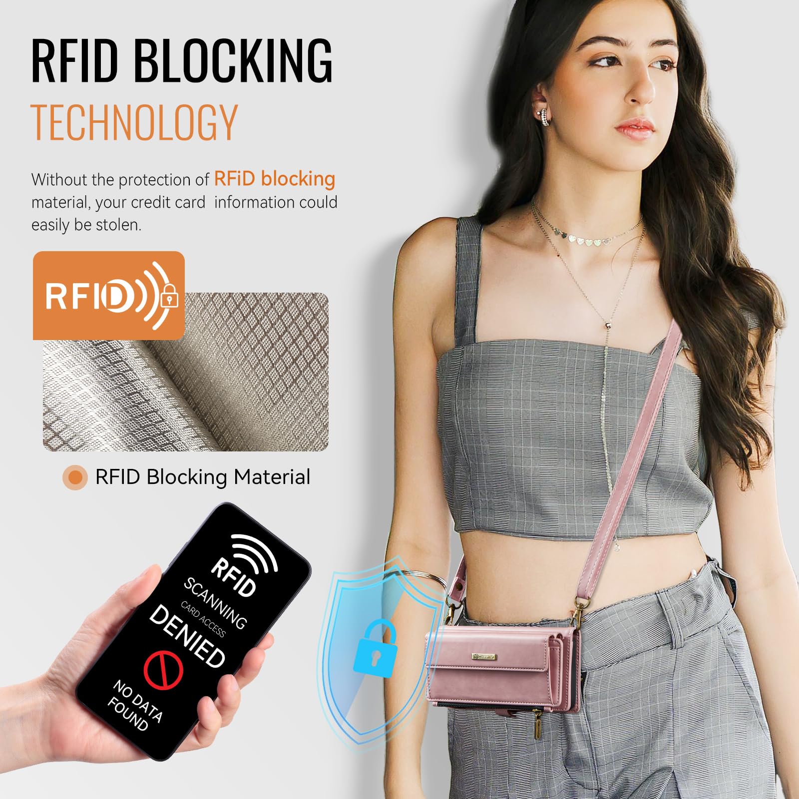 Etui portfelowe na iPhone'a 17 Pro, z 9 przegródkami na karty, blokujące RFID, magnetyczne zamknięcie, kieszeń na rachunki gotówkowe, skóra PU, z paskiem na nadgarstek crossbody, różowe