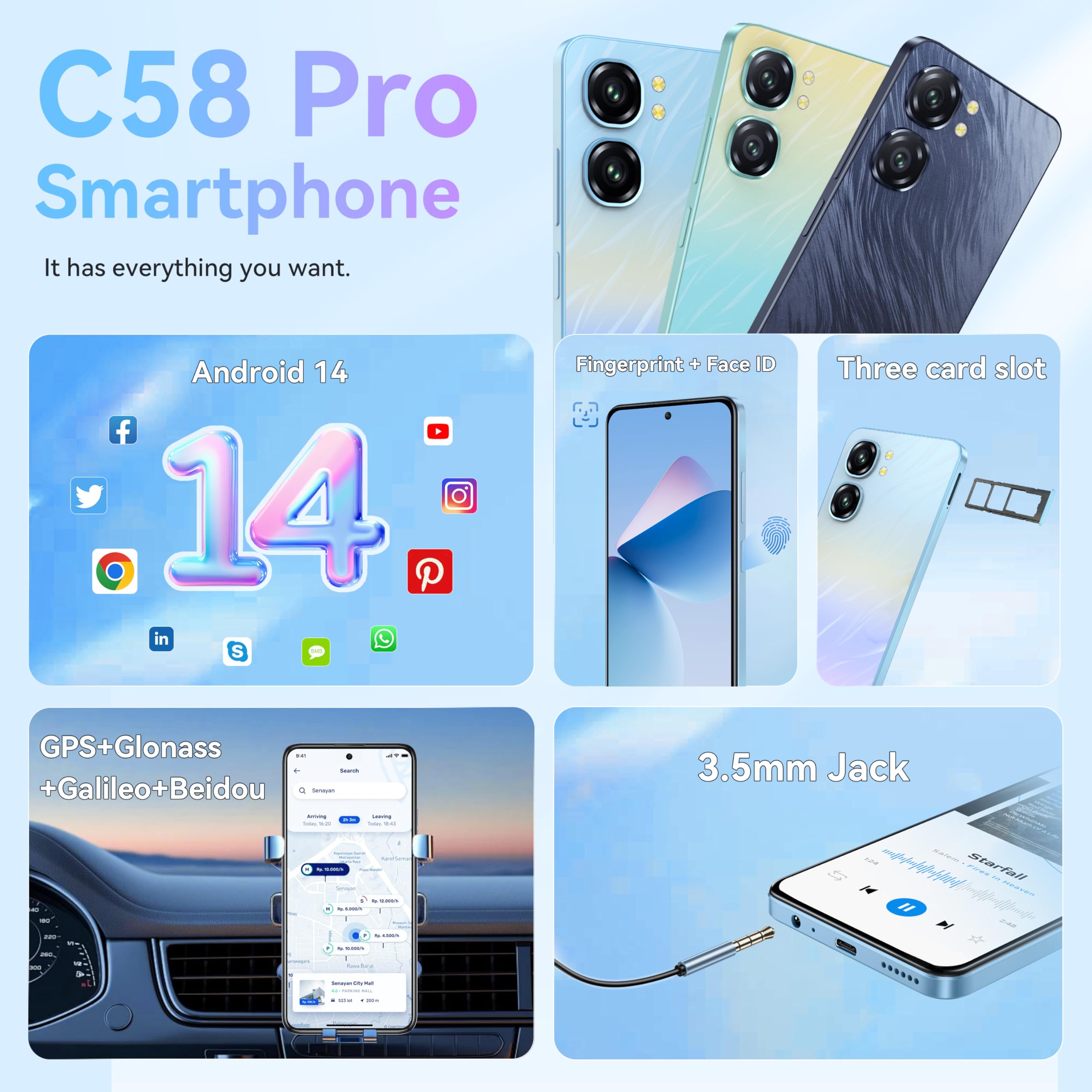 Amazon.com: OUKITEL Teléfono celular desbloqueado C58 Pro