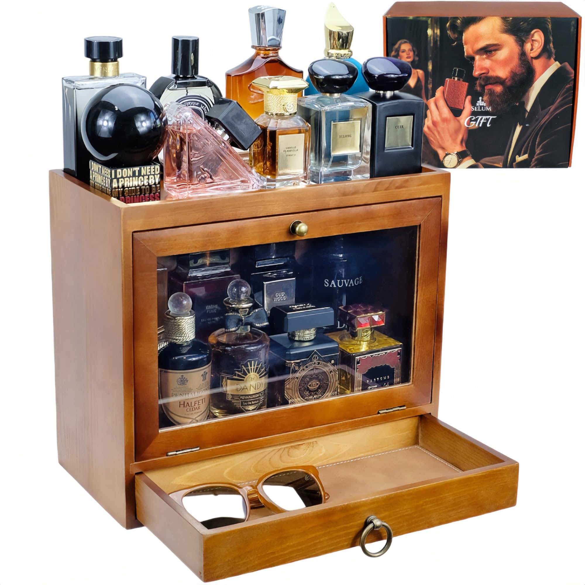Amazon.com: SeLuM Wooden Cologne Cabinet Organizer Walnut Brown
