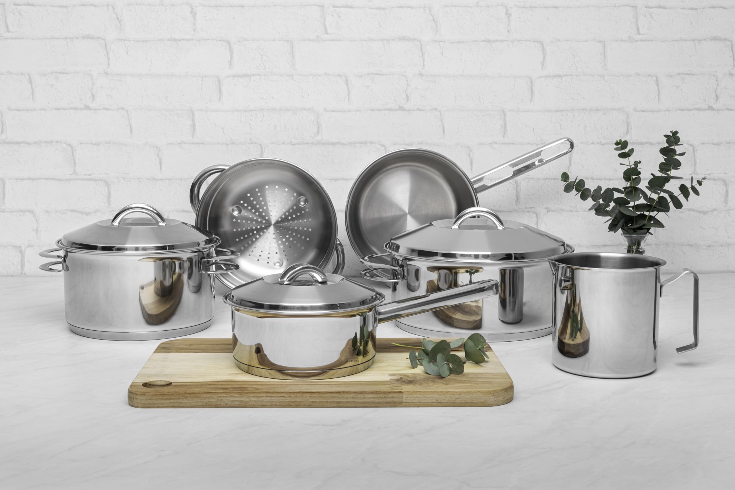 Tramontina Set di Pentole Solar da 6 Pezzi in Acciaio Inox con Base Tri-Ply