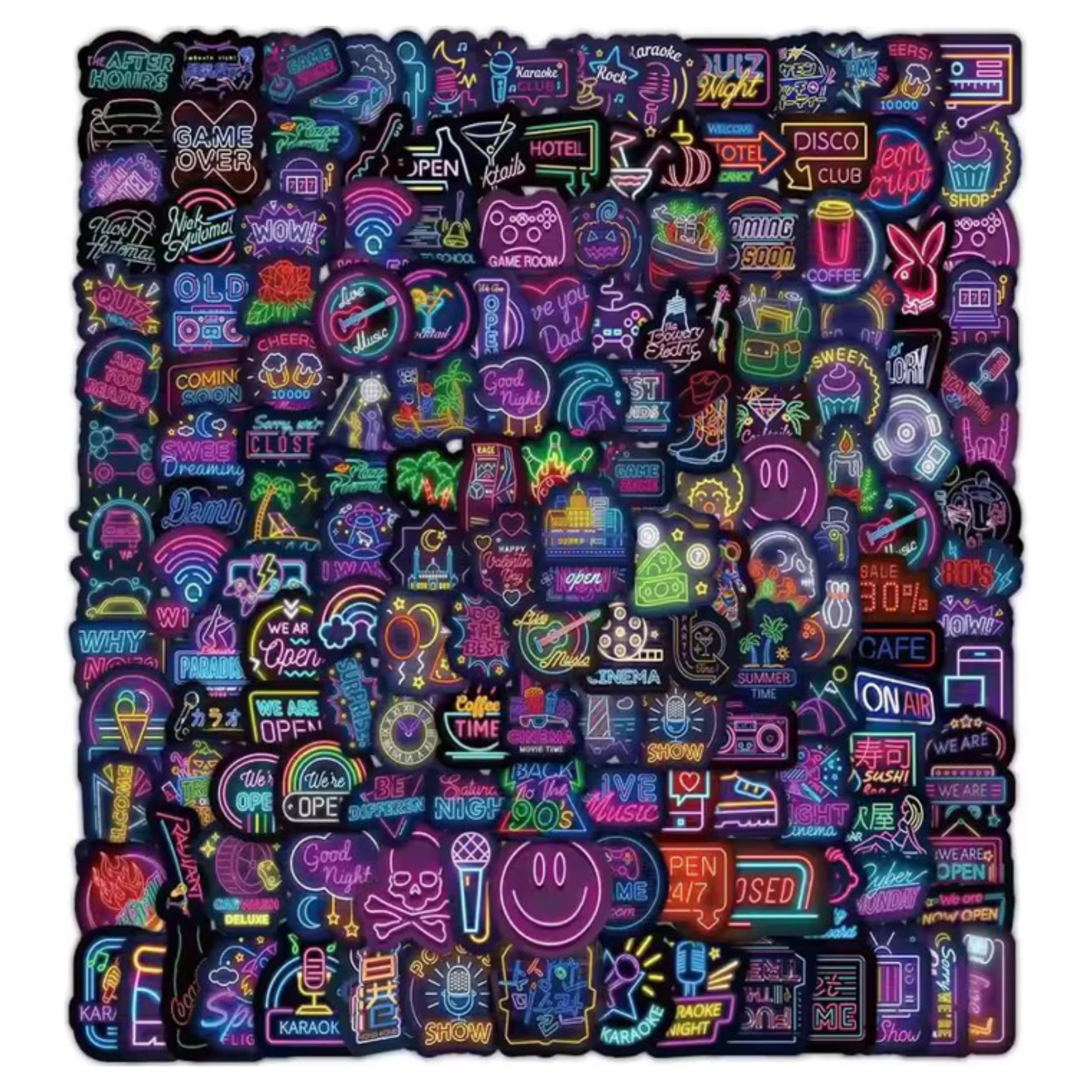 Hntr Neon 200 Hntr® Neon Stickers | 200 Cool Stickers For Laptops, Skateboards And Scrapbooks