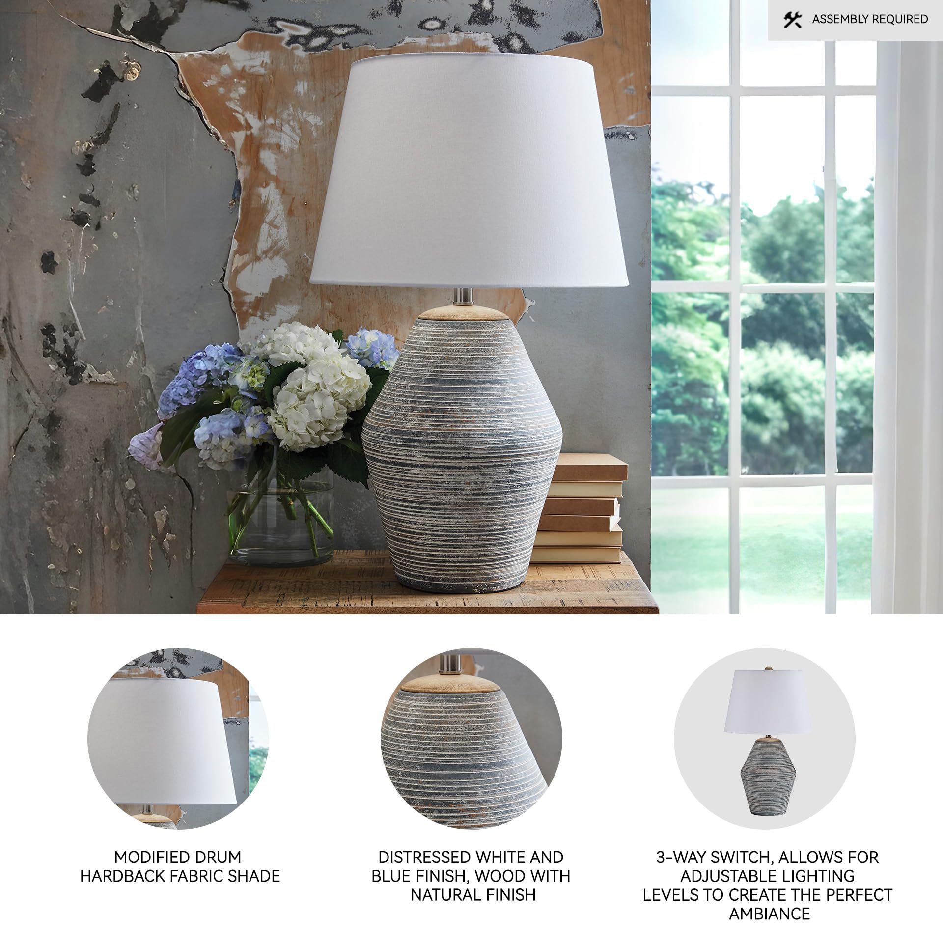 Signature Design by Ashley Lawrock Farmhouse Table Lamp with 3-Way