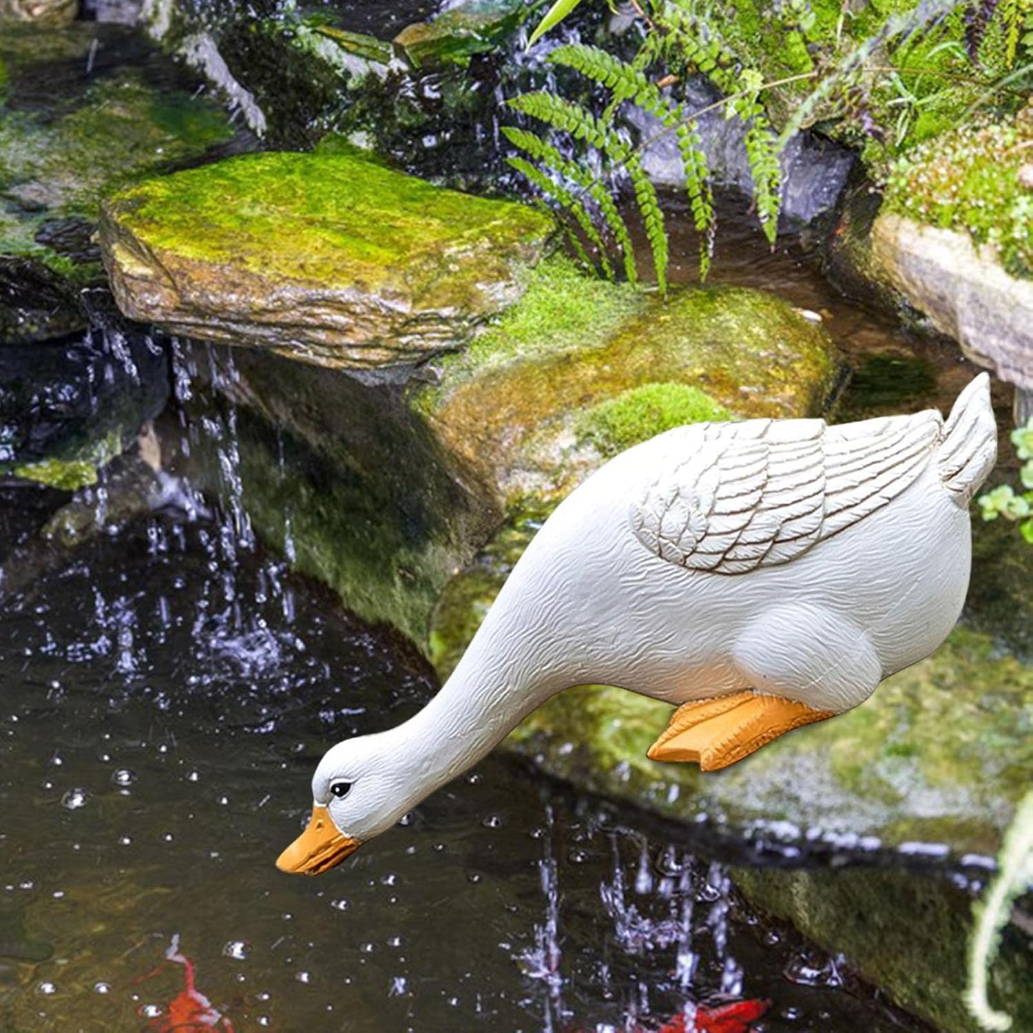 Creative Duck Statue Simulated Animal Resin Sculpture Tabletop Garden Swim Pool Lawn Pond Decoration Ornament (Small)