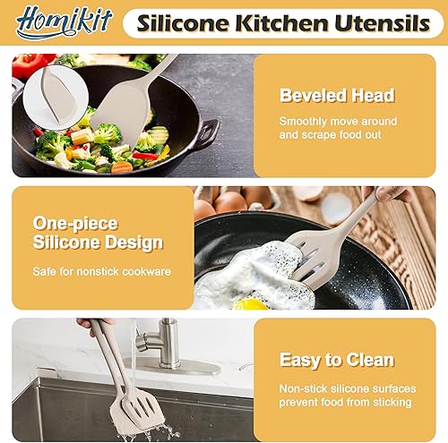 Miniatura 8 de 15-Piece Kitchen Cooking Utensils Set with Holder, Homikit Heat Resistant Food Grade Silicone Kitchen Utensils include Slotted Spatula Ladle Turner