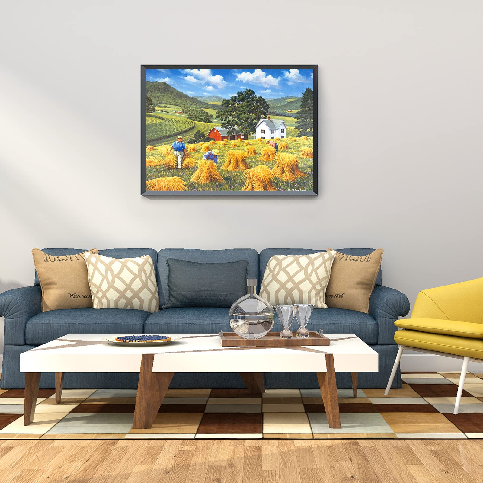 大人用秋パズル 1000ピース 油絵パズル テネシー州の田舎の農場の風景 小麦畑 大人用秋パズル 1000ピース 油絵パズル テネシー州の田舎の農場