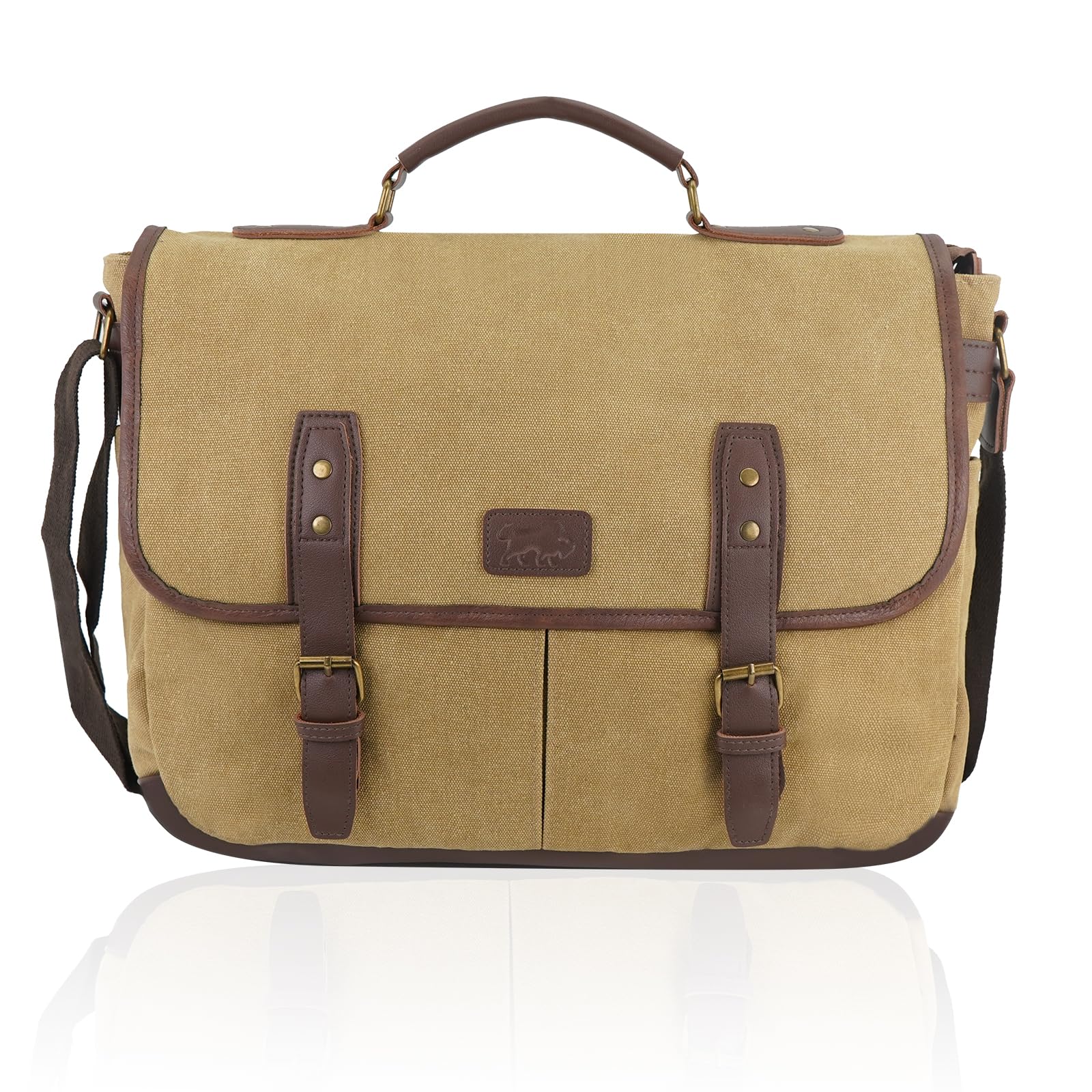 Vintage Canvas Messenger Bag for Men Laptop Briefcase for Work Travel Multi-Pocket Crossbody Bag