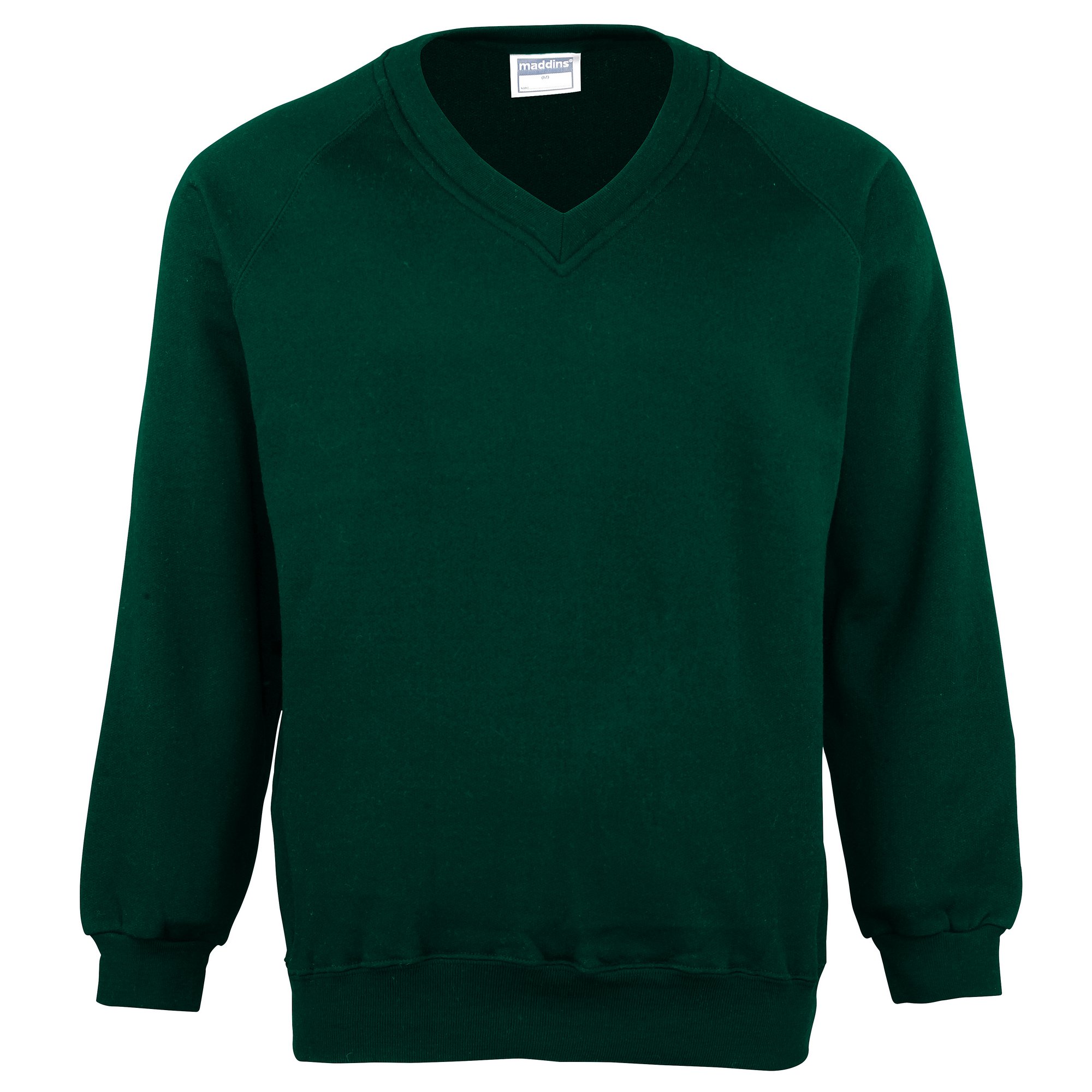 Maddins Mens Coloursure V-Neck Sweatshirt (M) (Bottle Green)