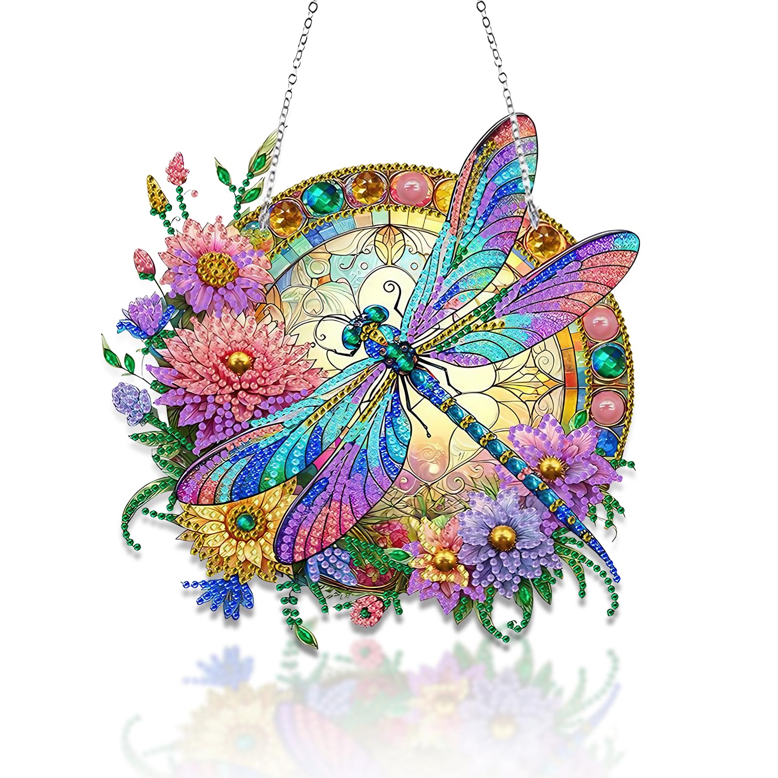 Huipalon Hanging Diamond Art Kits Adults, 5D Dragonfly DIY Diamond Painting Ornament for Home Office Decor, DIY Acrylic Board Gem Art Painting Kit Craft Kits for Adults UK
