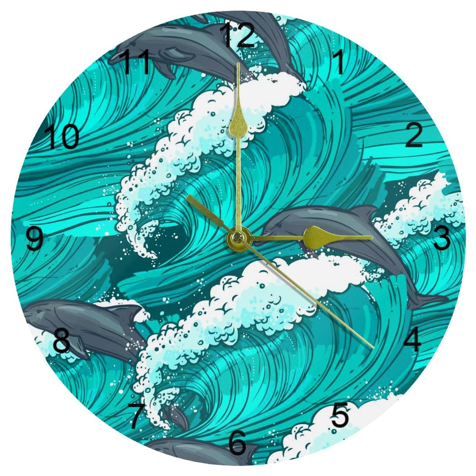 Horloge murale 25,4 cm à quartz silencieuse avec motif vagues de mer