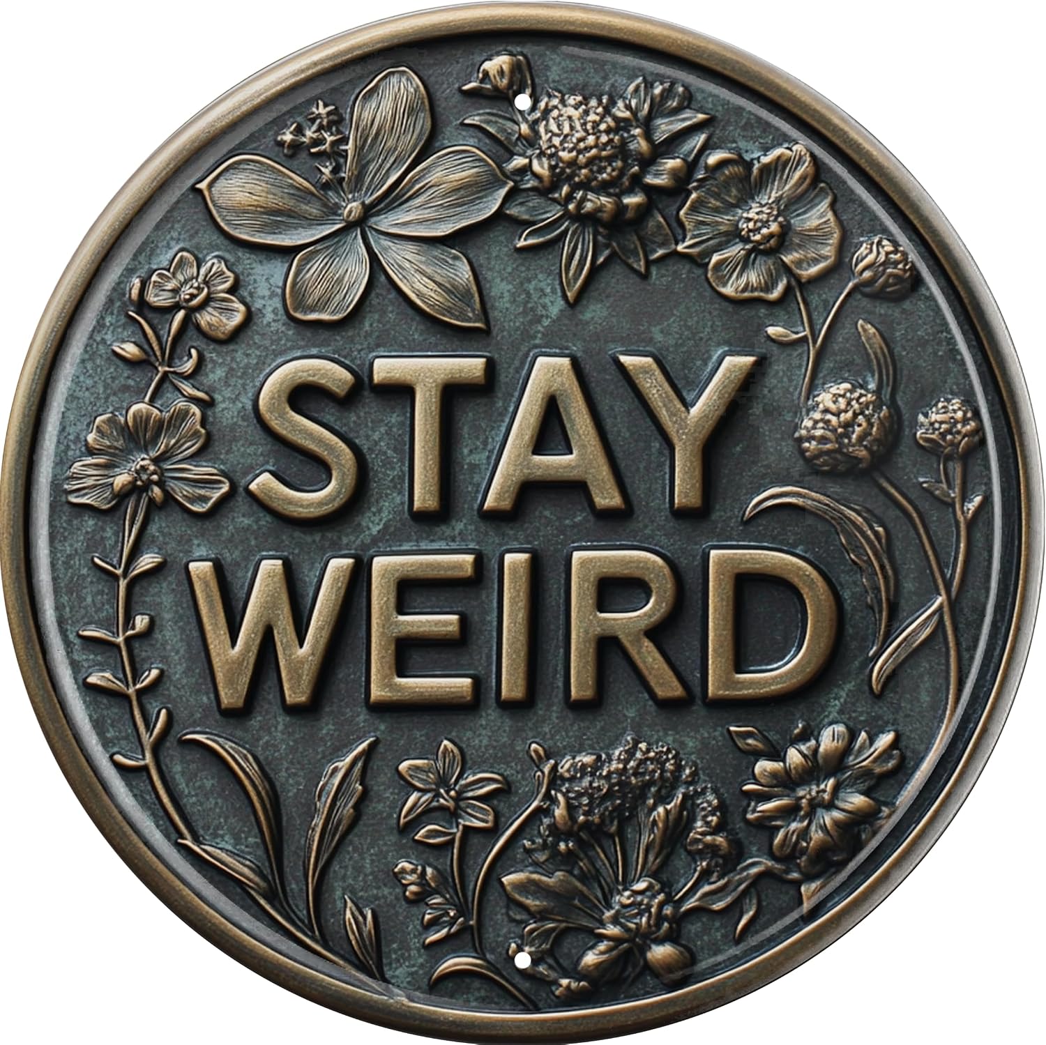 Vintage Round Tin Stay Weird Sign Retro Metal Sign Suitable For Home Street Shop Garage Bar Farm Garden - Multi-Purpose For Indoor/Outdoor Use Plaque 8x8 Inch