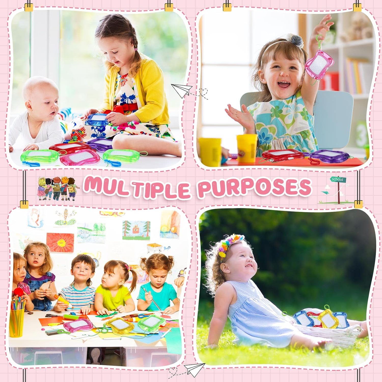 18 Pcs Mini Magnetic Drawing Board for Kids, Backpack Keychain Clip Drawing Boards, Colorful Sketch Erasable Doodle Birthday Party Favors for Class Rewards Treat Bag Stuffers (Multi Colors)